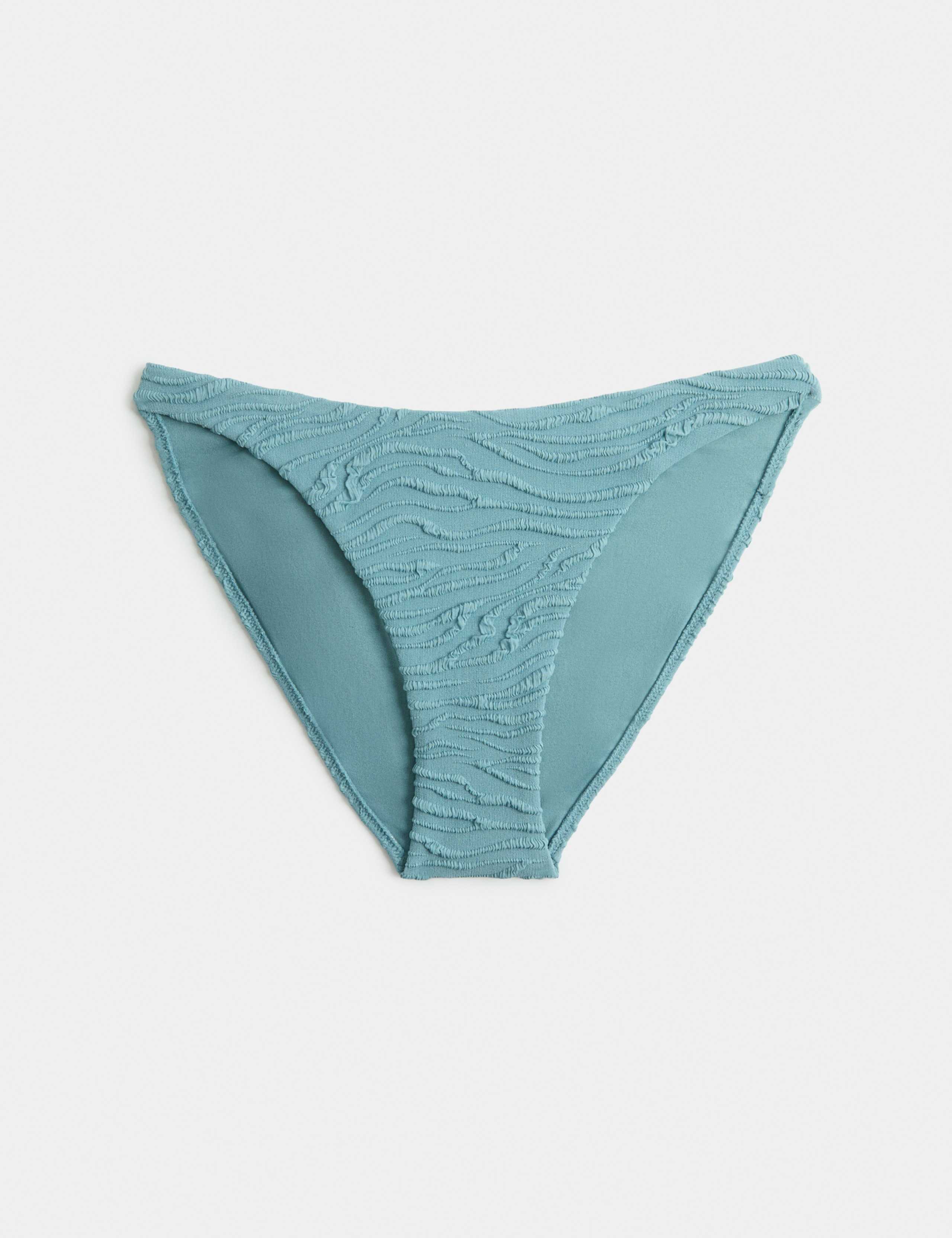 Textured Mid Rise High Leg Bikini Bottoms 2 of 5
