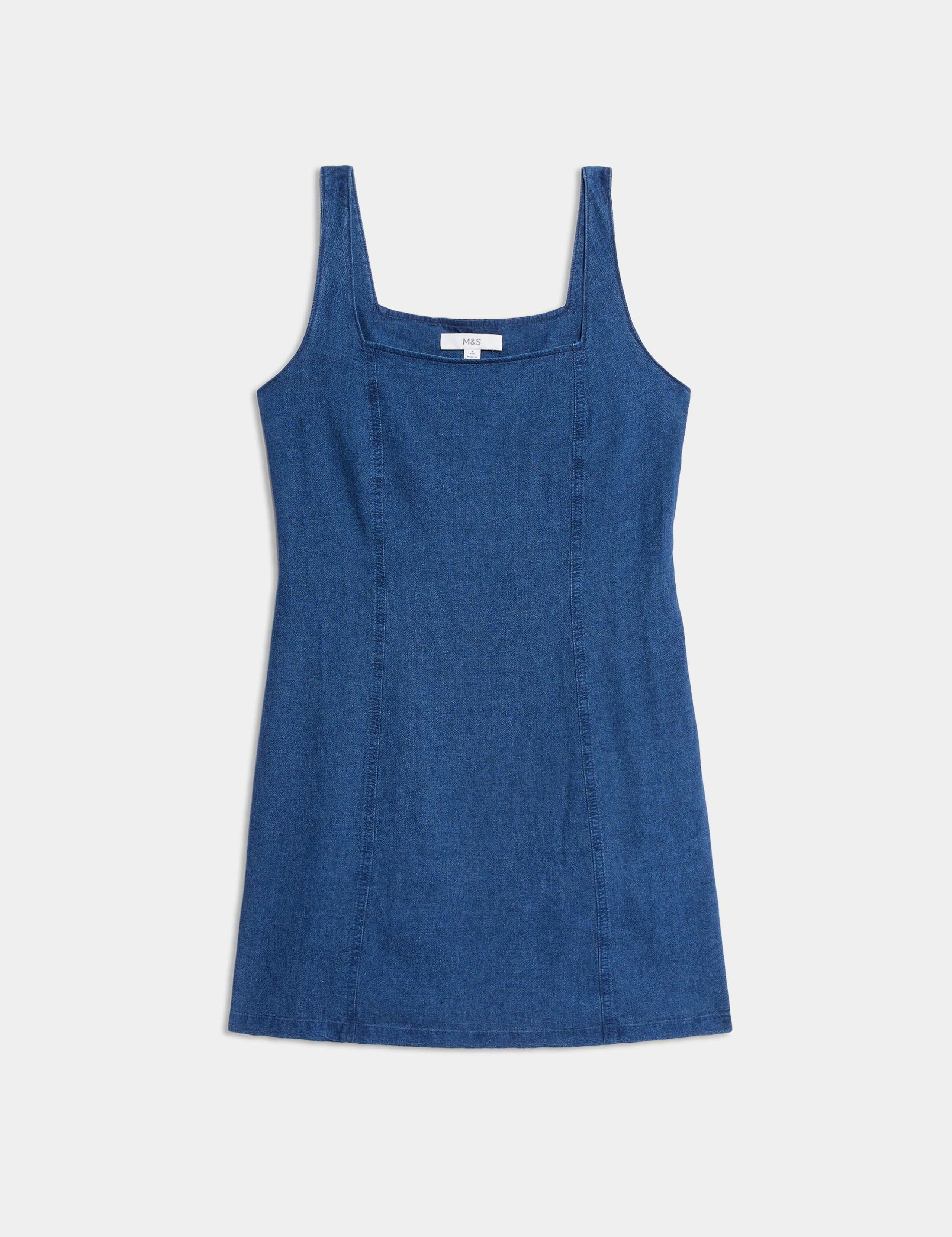 Linen Rich Square Neck Mini Shift Dress 2 of 5
