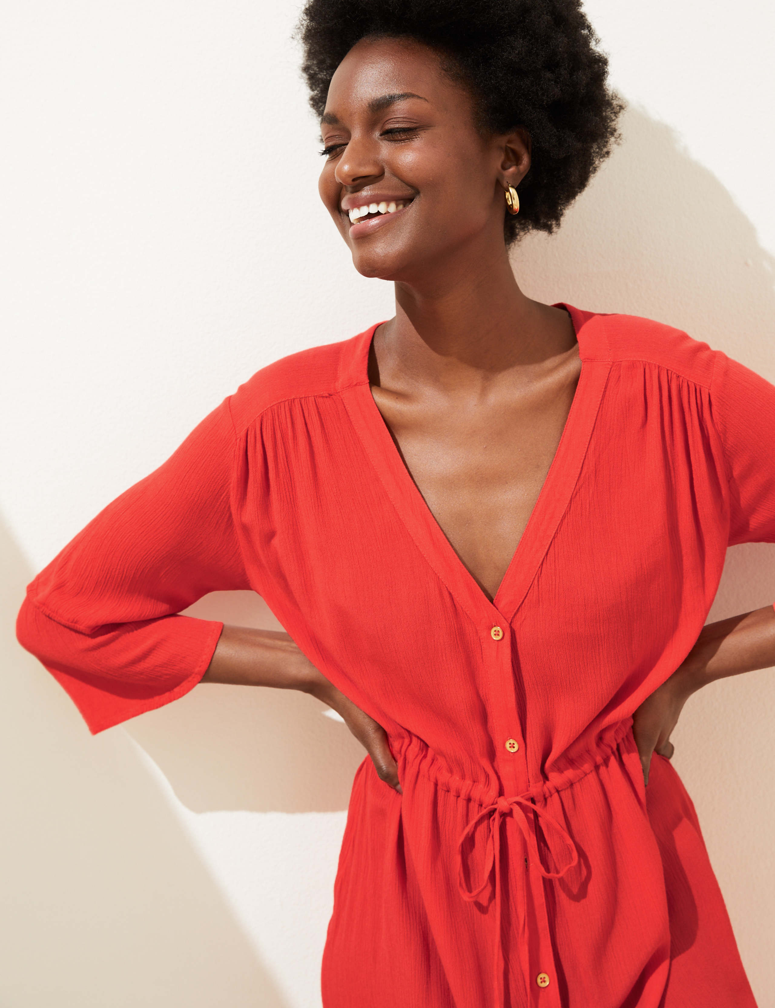 V-Neck Tie Waist Maxi Beach Dress 3 of 4