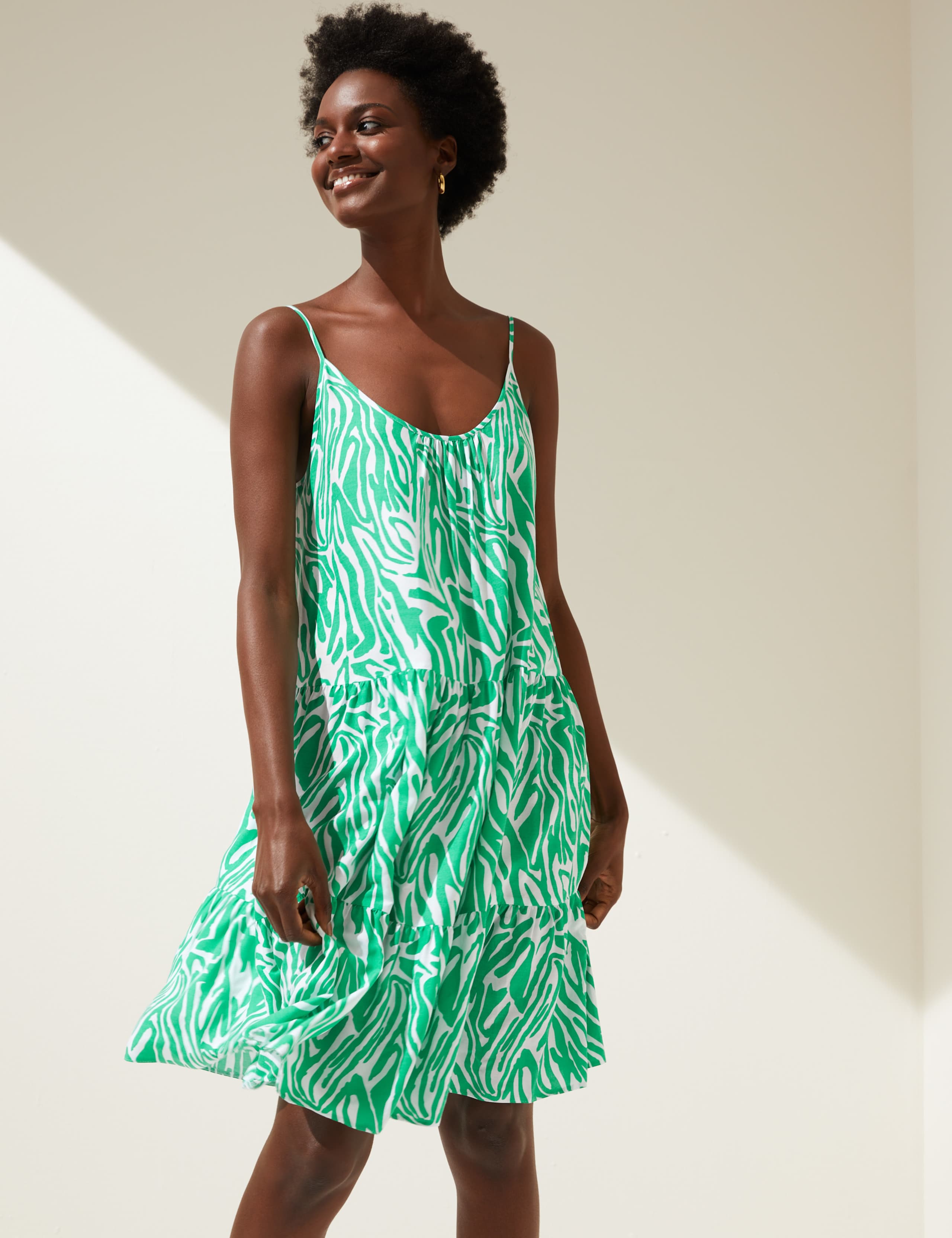Printed Mini Swing Beach Dress 3 of 5
