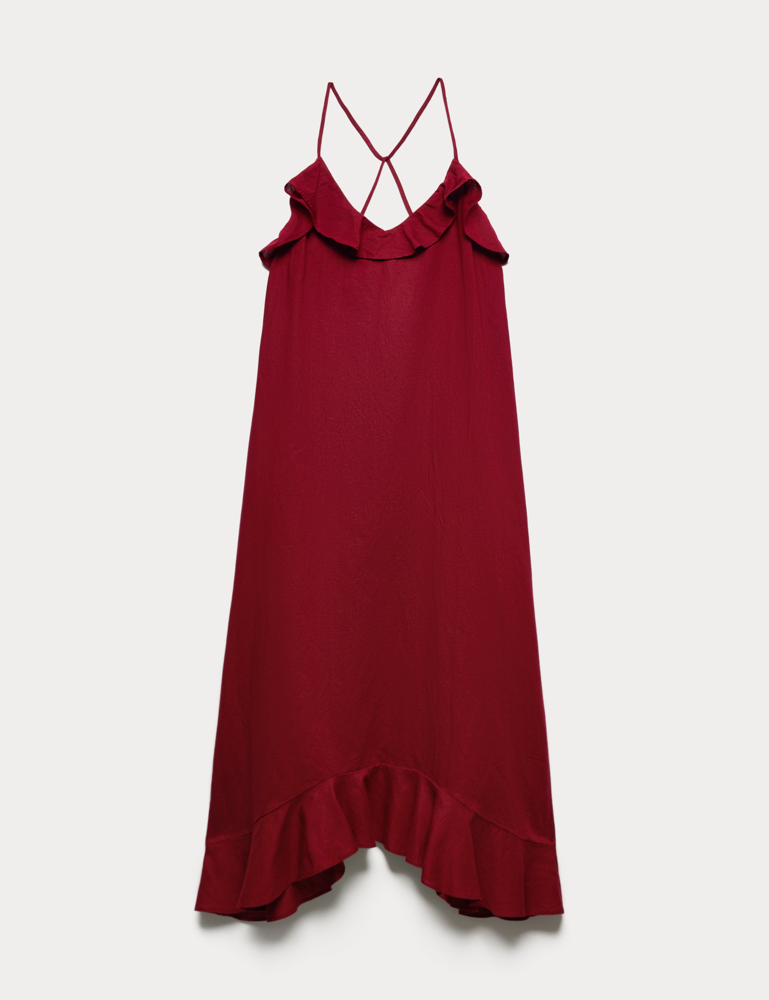 Linen Cotton Blend Ruffle Maxi Dress 1 of 1