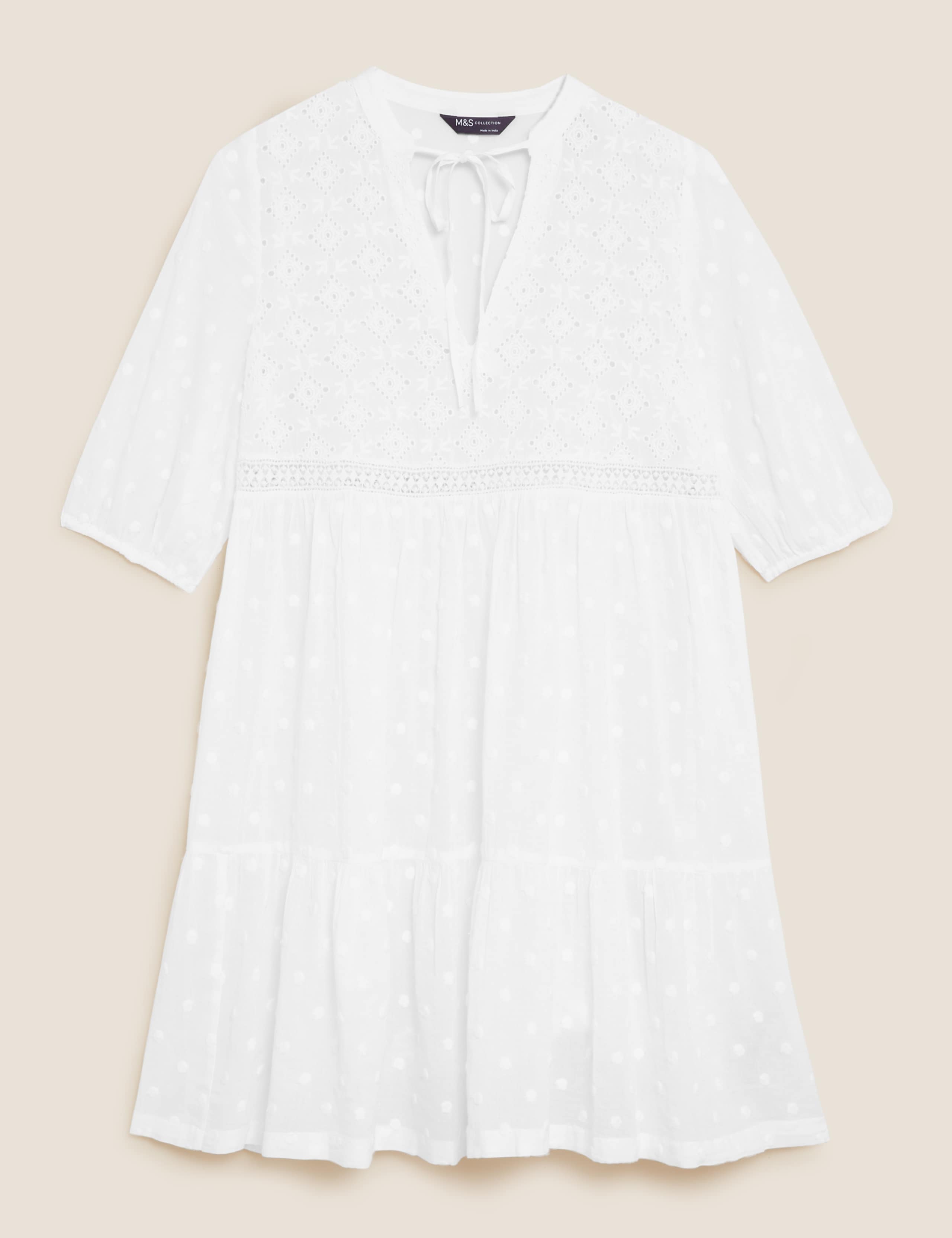 Pure Cotton Embroidered Mini Beach Dress M&S Collection M&S IE