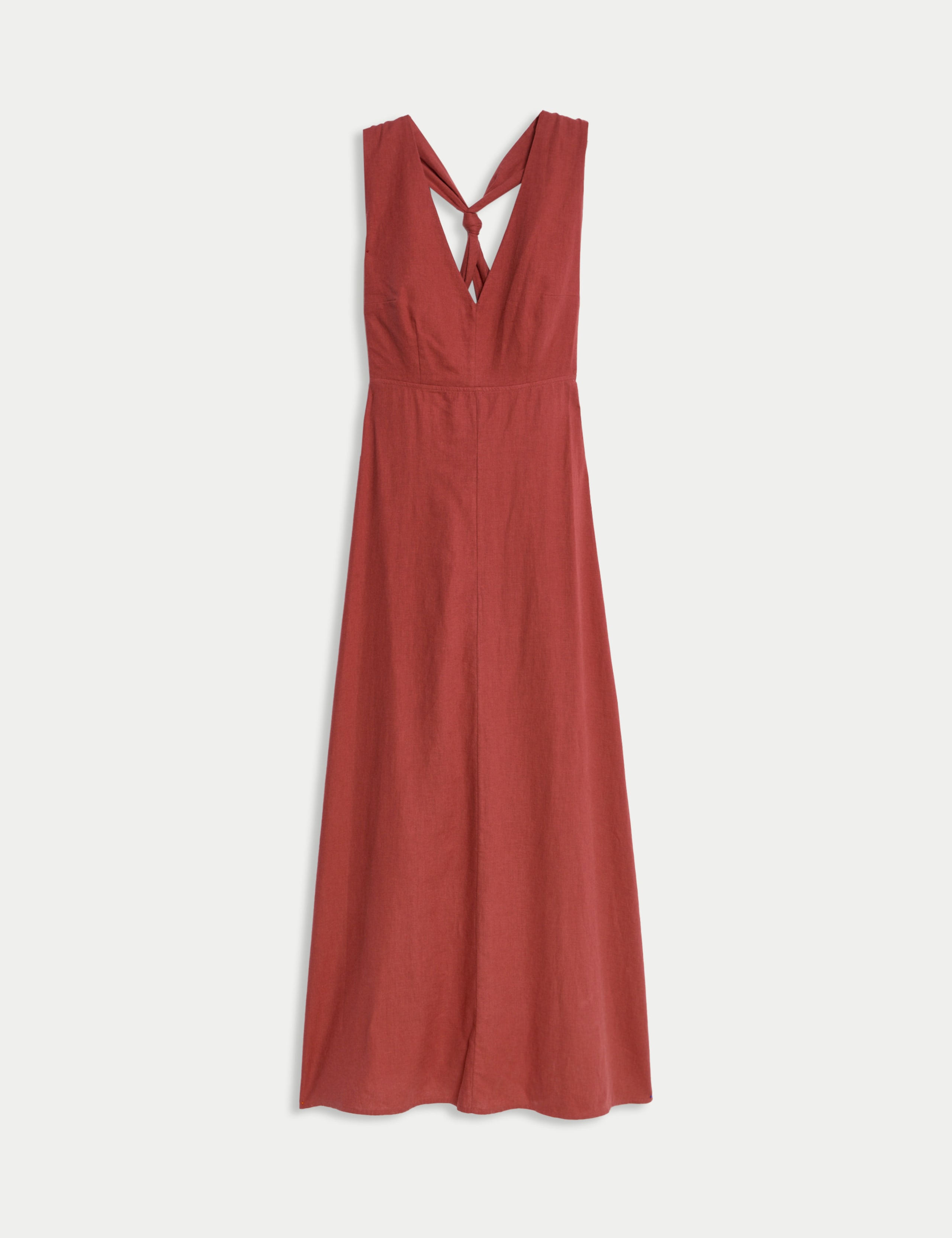 Linen Rich Halterneck Maxi Waisted Dress 2 of 6
