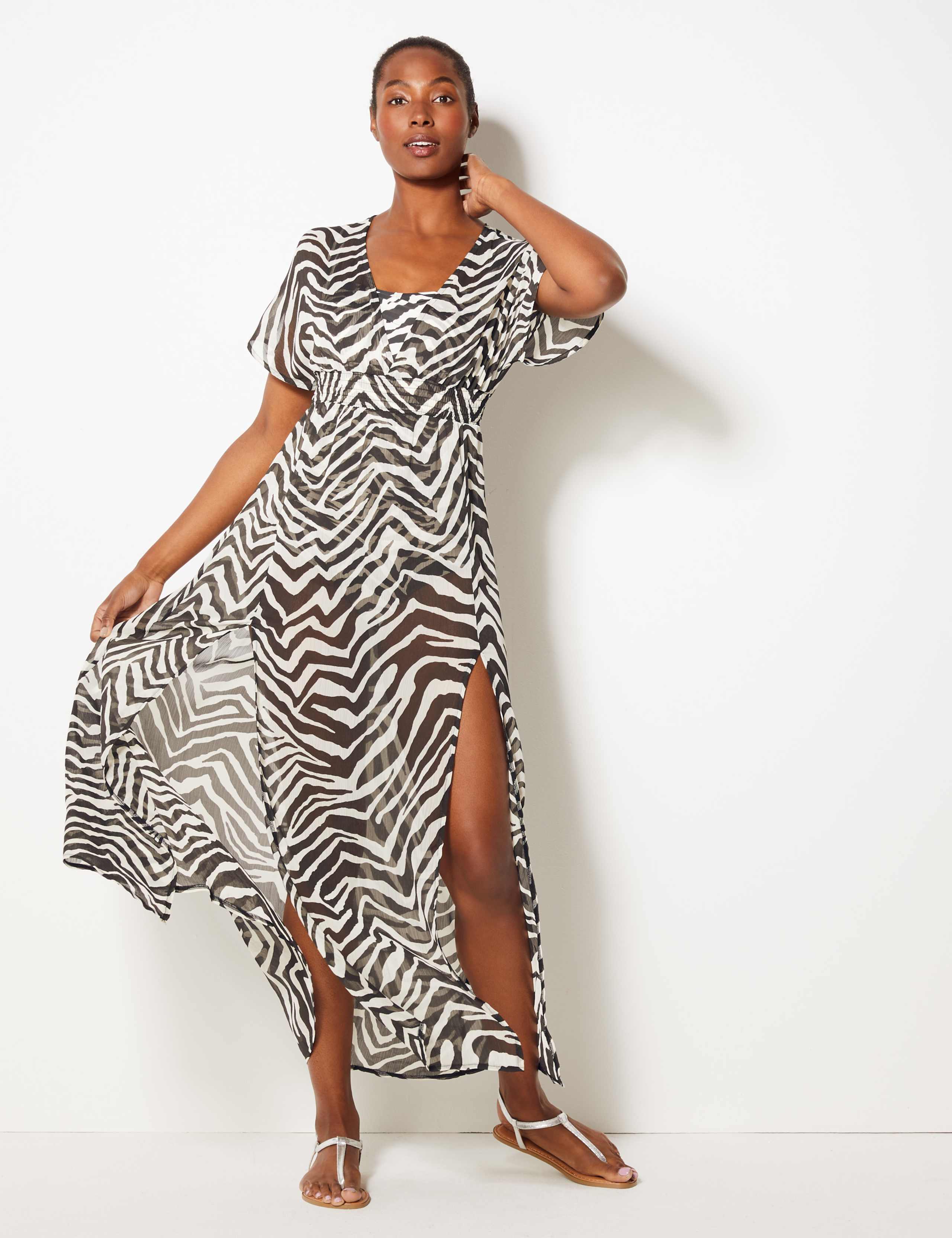 Zebra Print Maxi Beach Dress 1 of 4