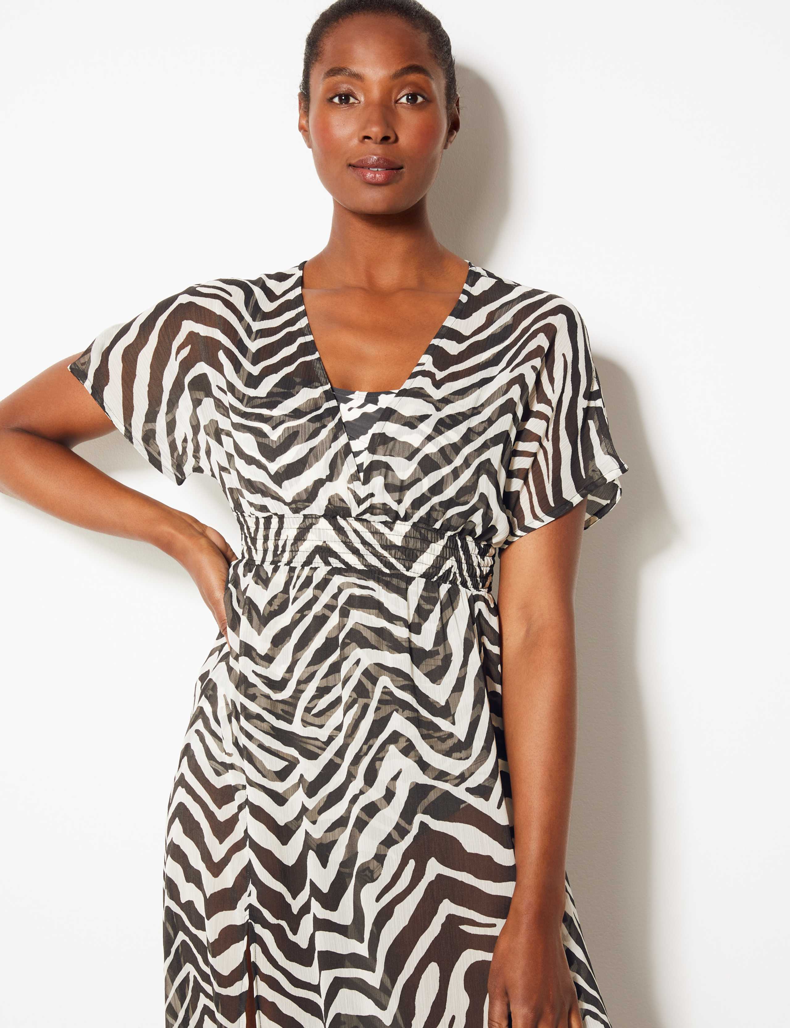 Zebra Print Maxi Beach Dress 4 of 4