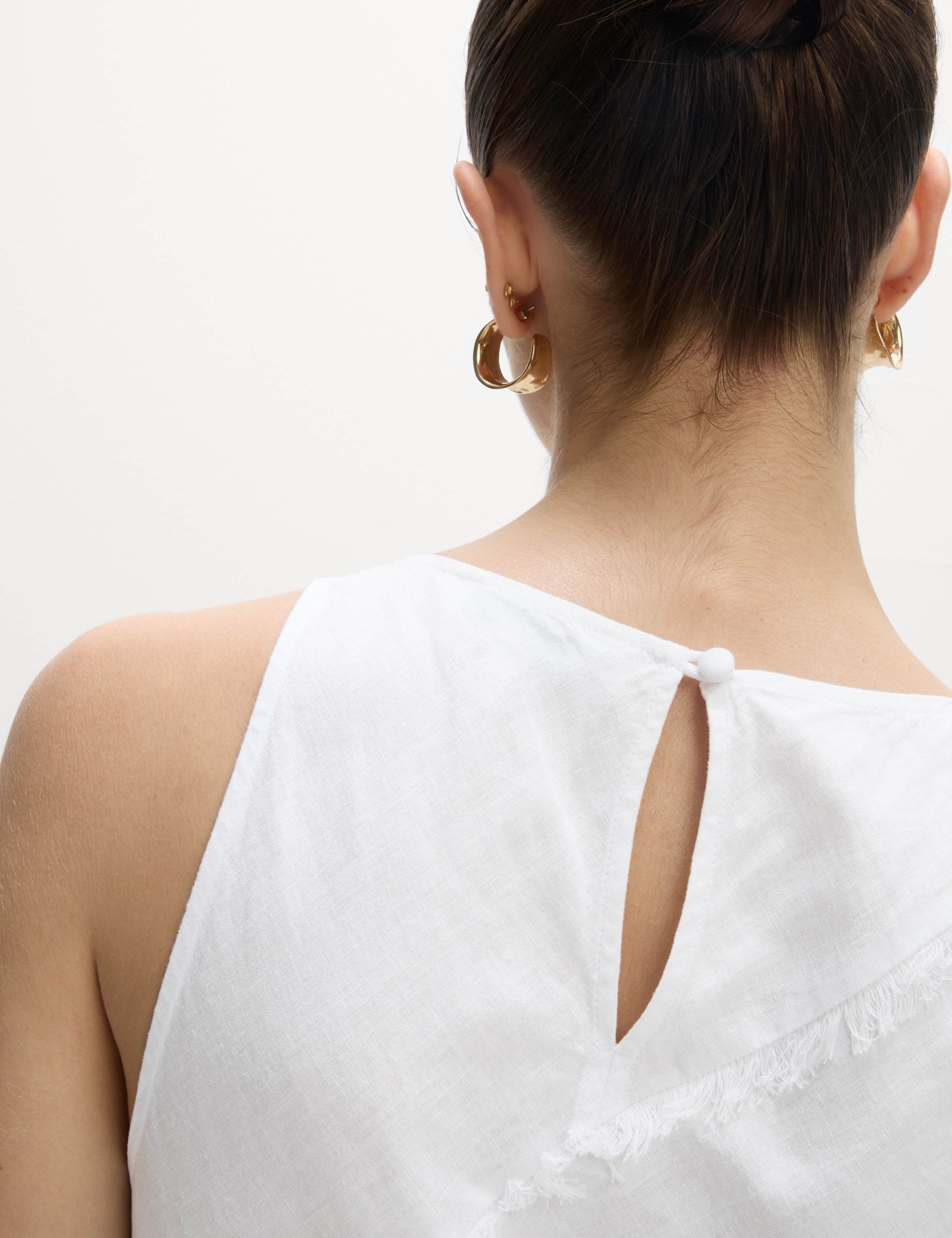 Linen Rich Raw Edge Midi Shift Dress 5 of 7