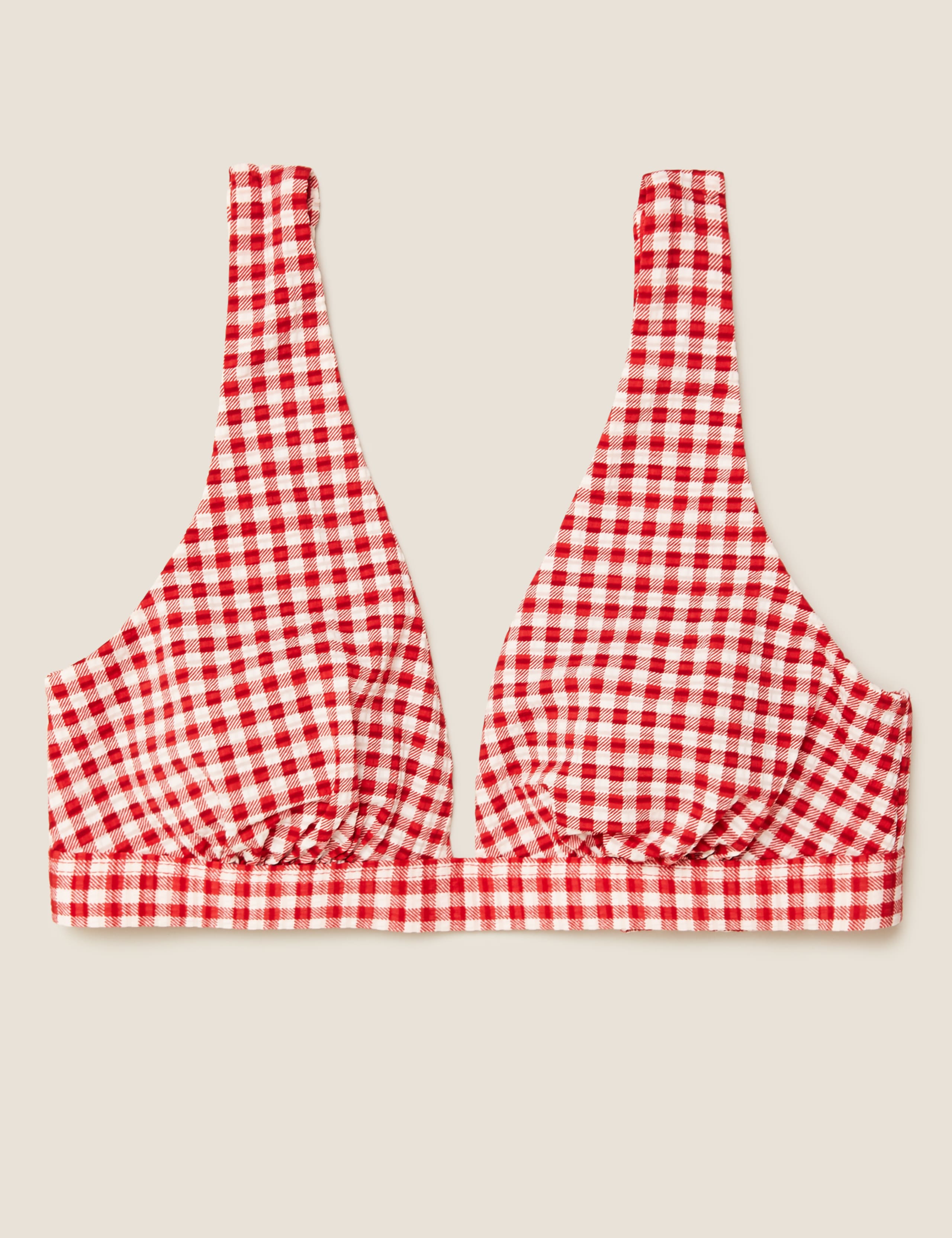 Textured Gingham Plunge Bikini Top 2 of 6