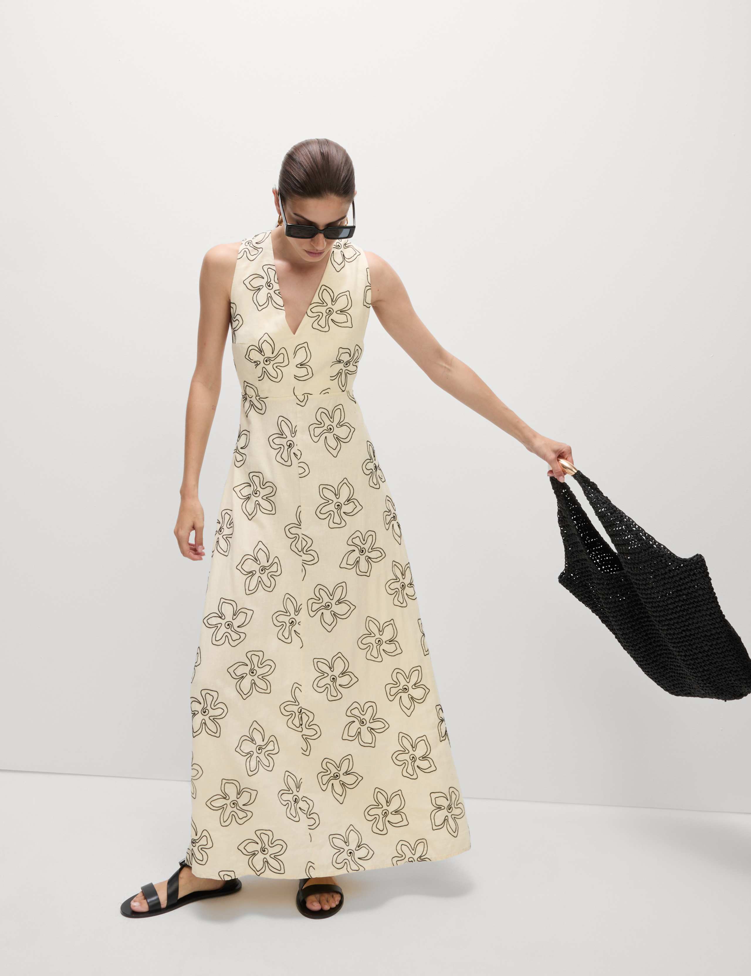 Linen Rich Floral Halter Neck Maxi Dress 4 of 7