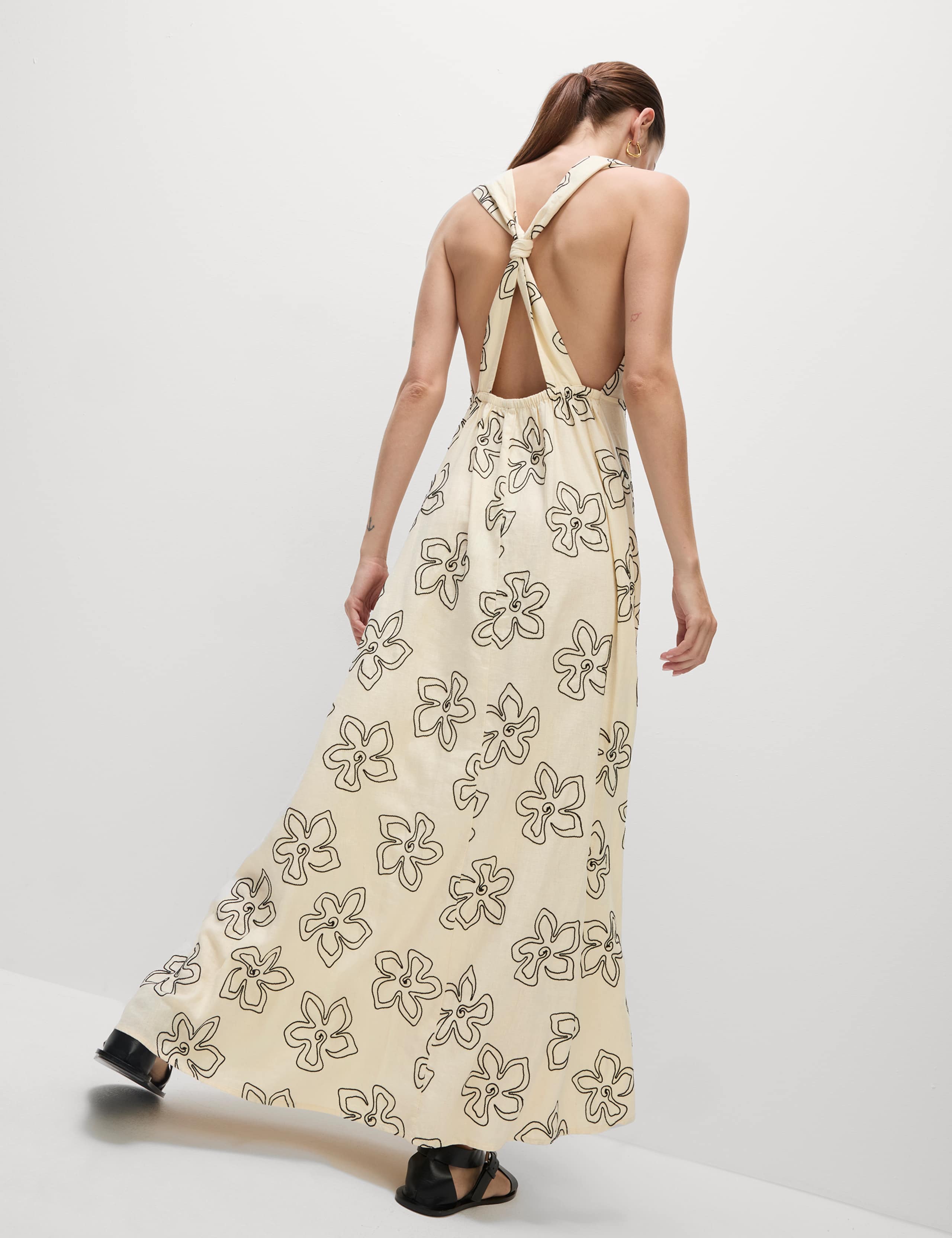 Linen Rich Floral Halter Neck Maxi Dress 6 of 7