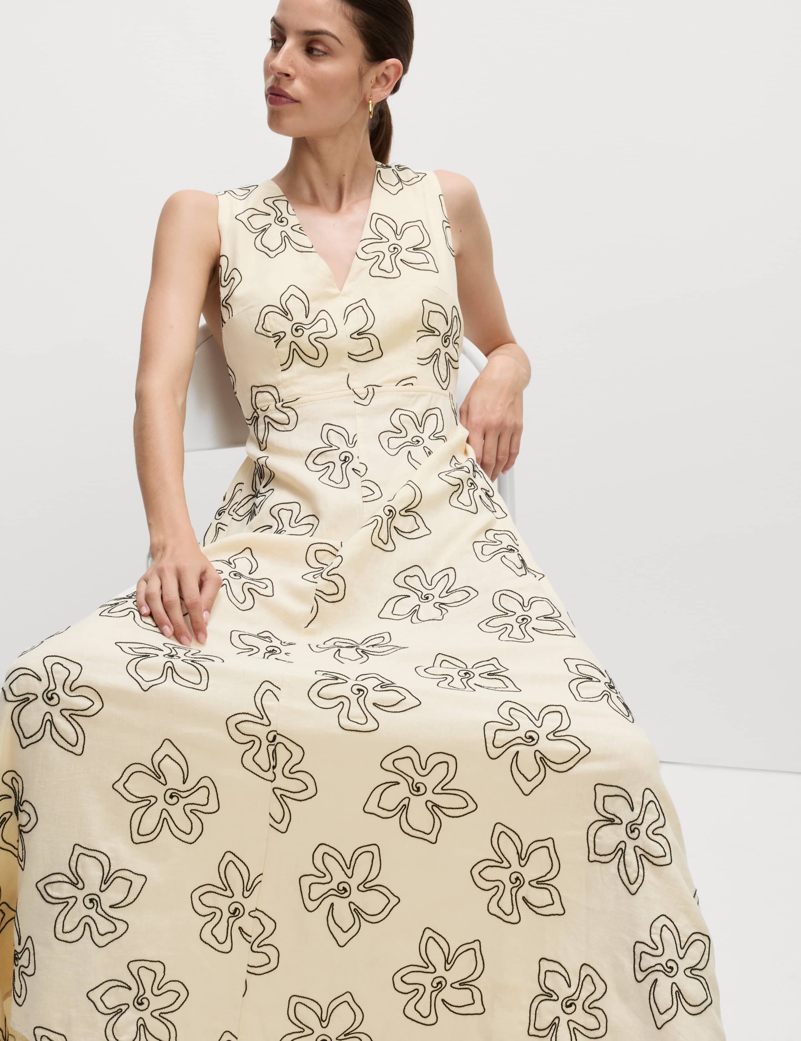 Linen Rich Floral Halter Neck Maxi Dress 7 of 7