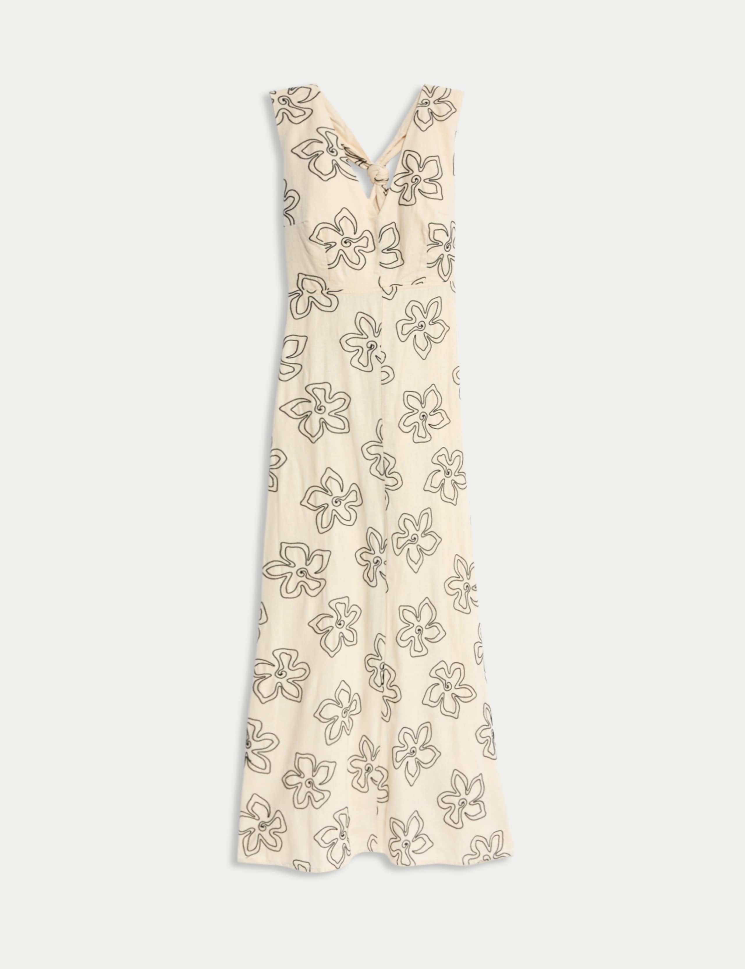 Linen Rich Floral Halter Neck Maxi Dress 2 of 7