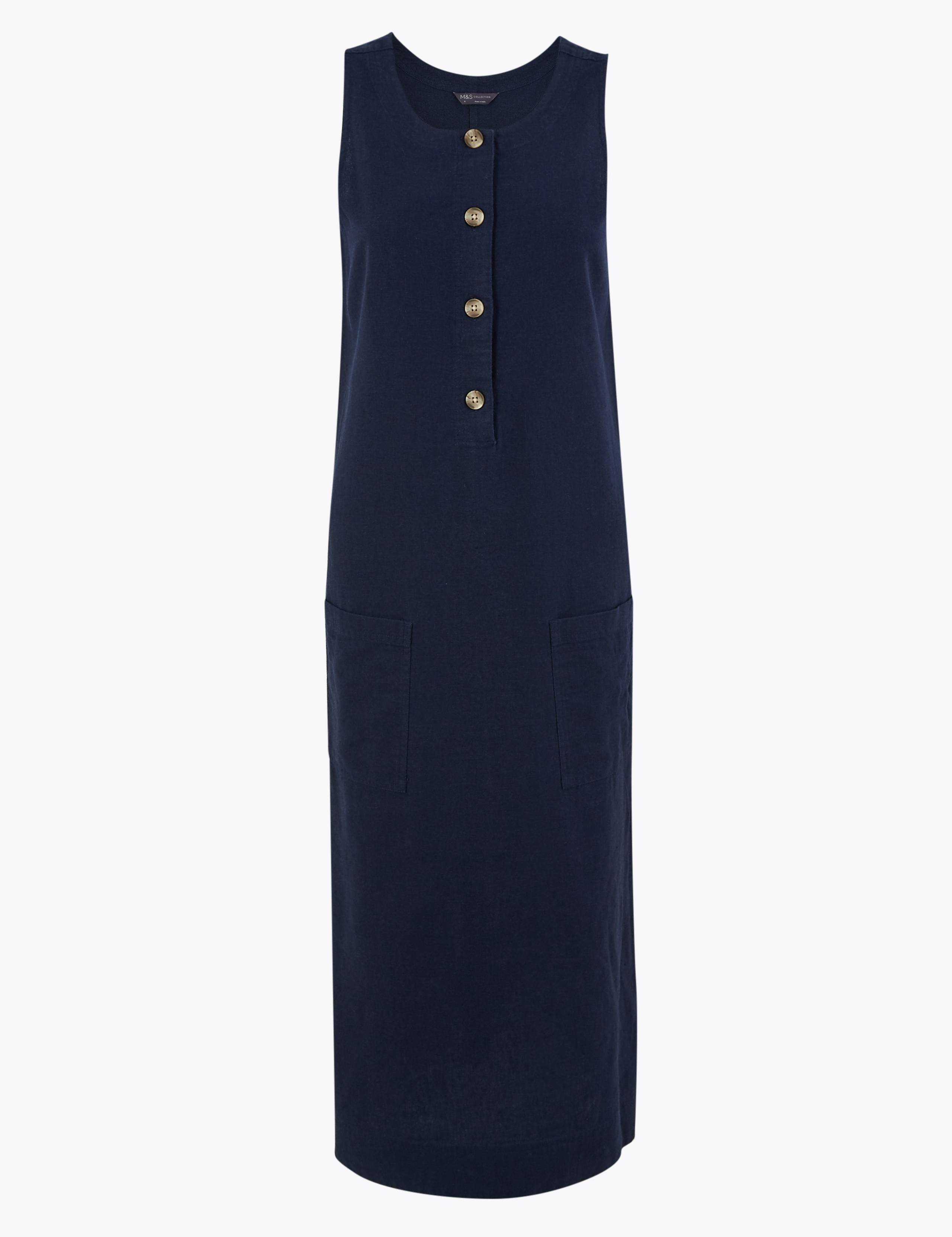 Linen Midi Shift Dress 2 of 6
