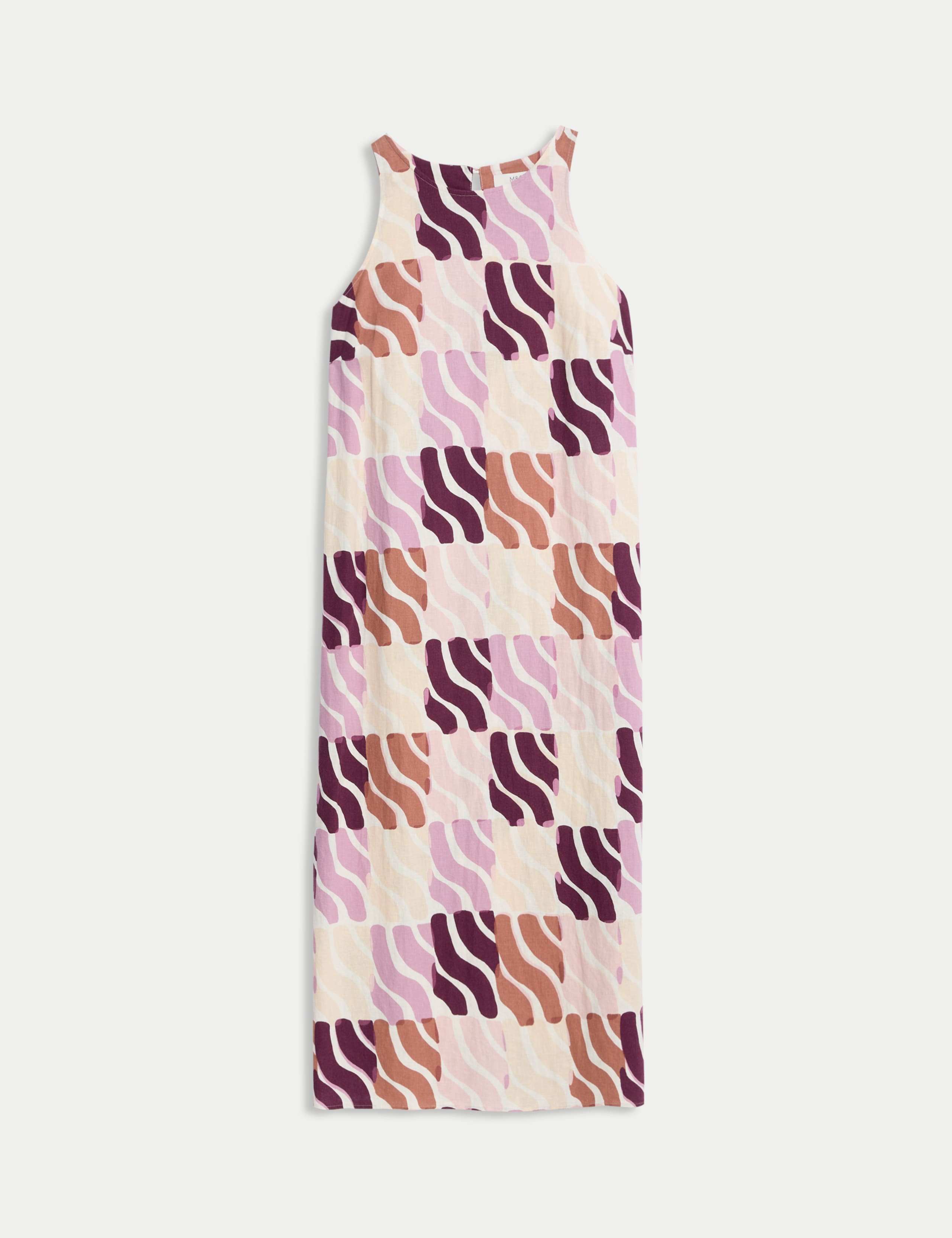 Linen Rich Printed Round Neck Midi Dress 2 of 6