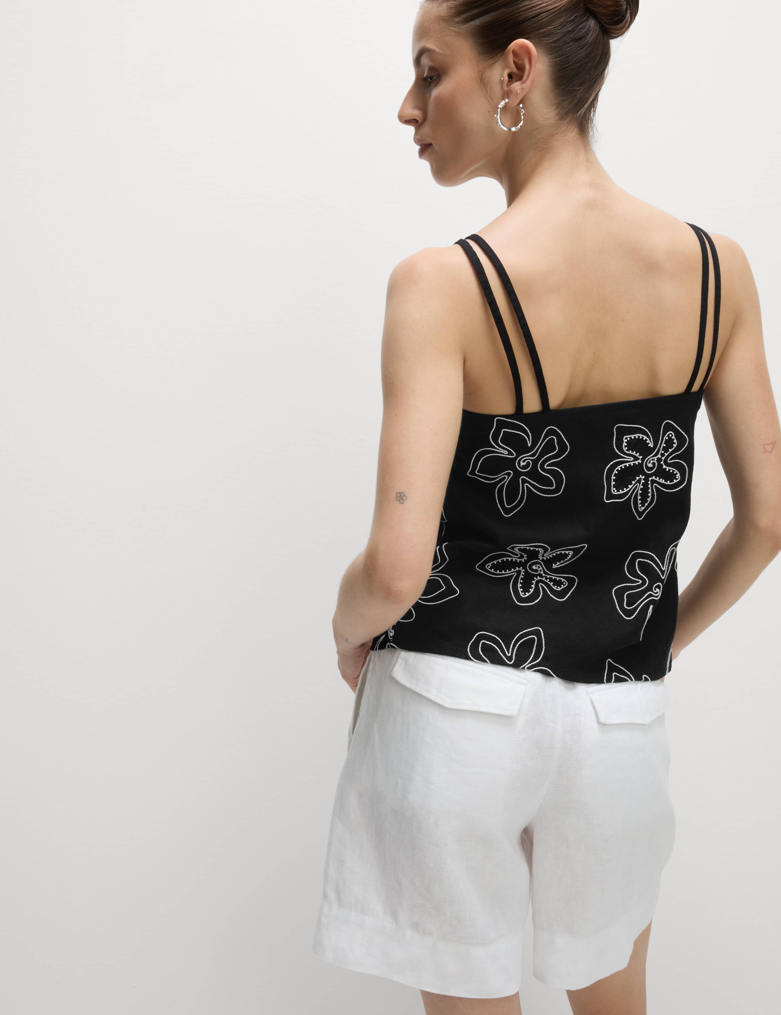 Linen Rich Floral Embellished Cami Top 5 of 5