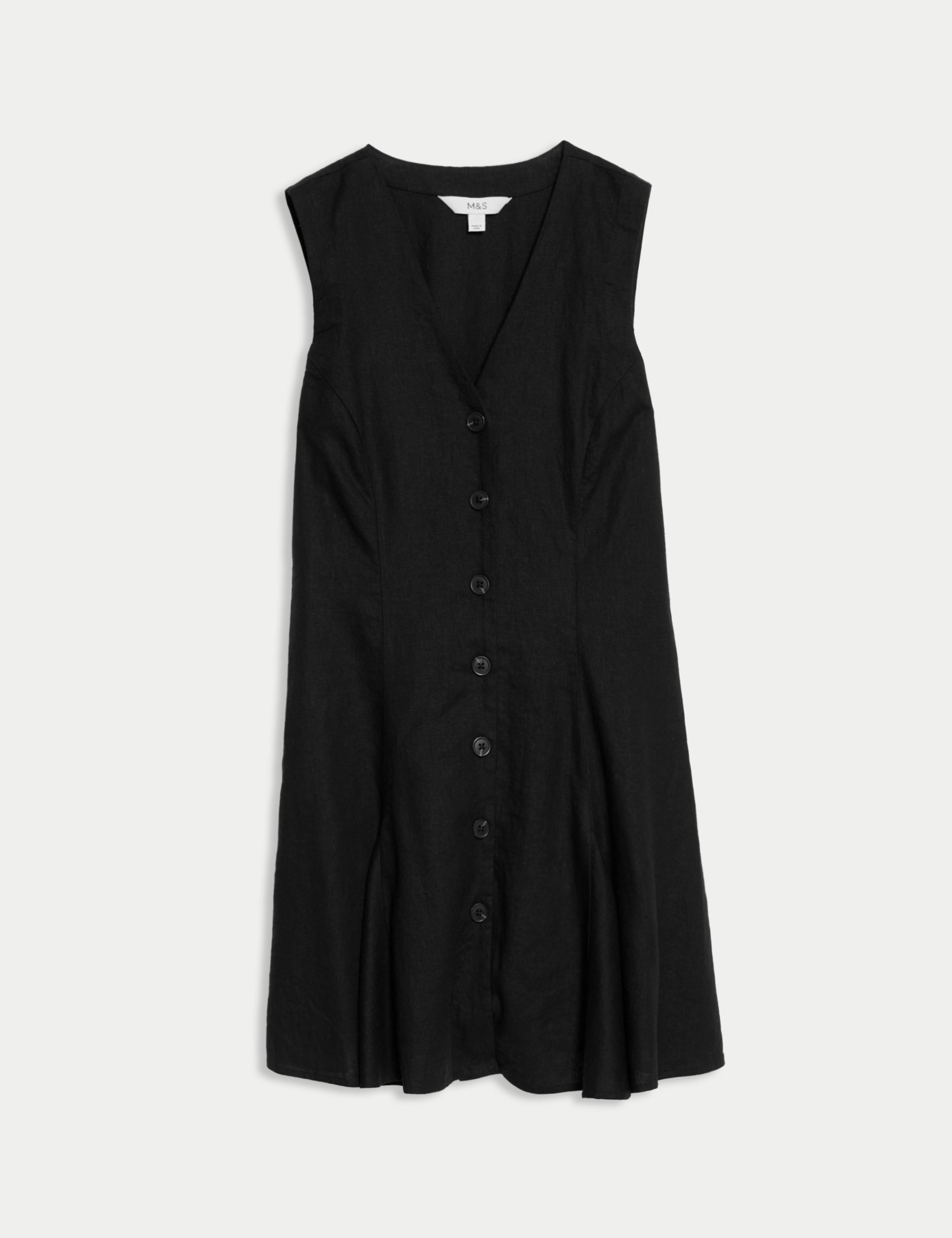 Linen Rich V-Neck Mini Shift Dress 2 of 5