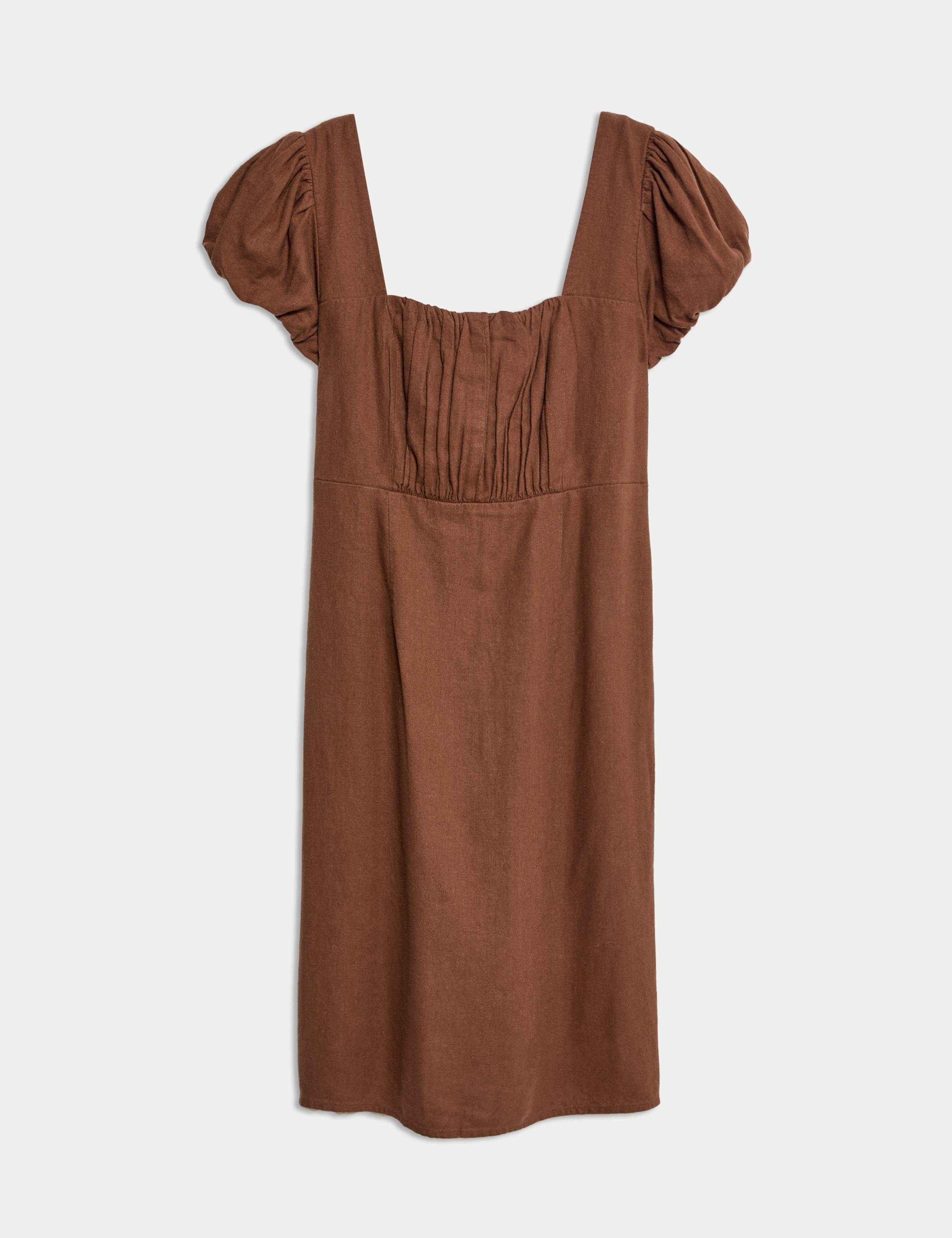 Linen Rich Puff Sleeve Mini Shift Dress 2 of 6