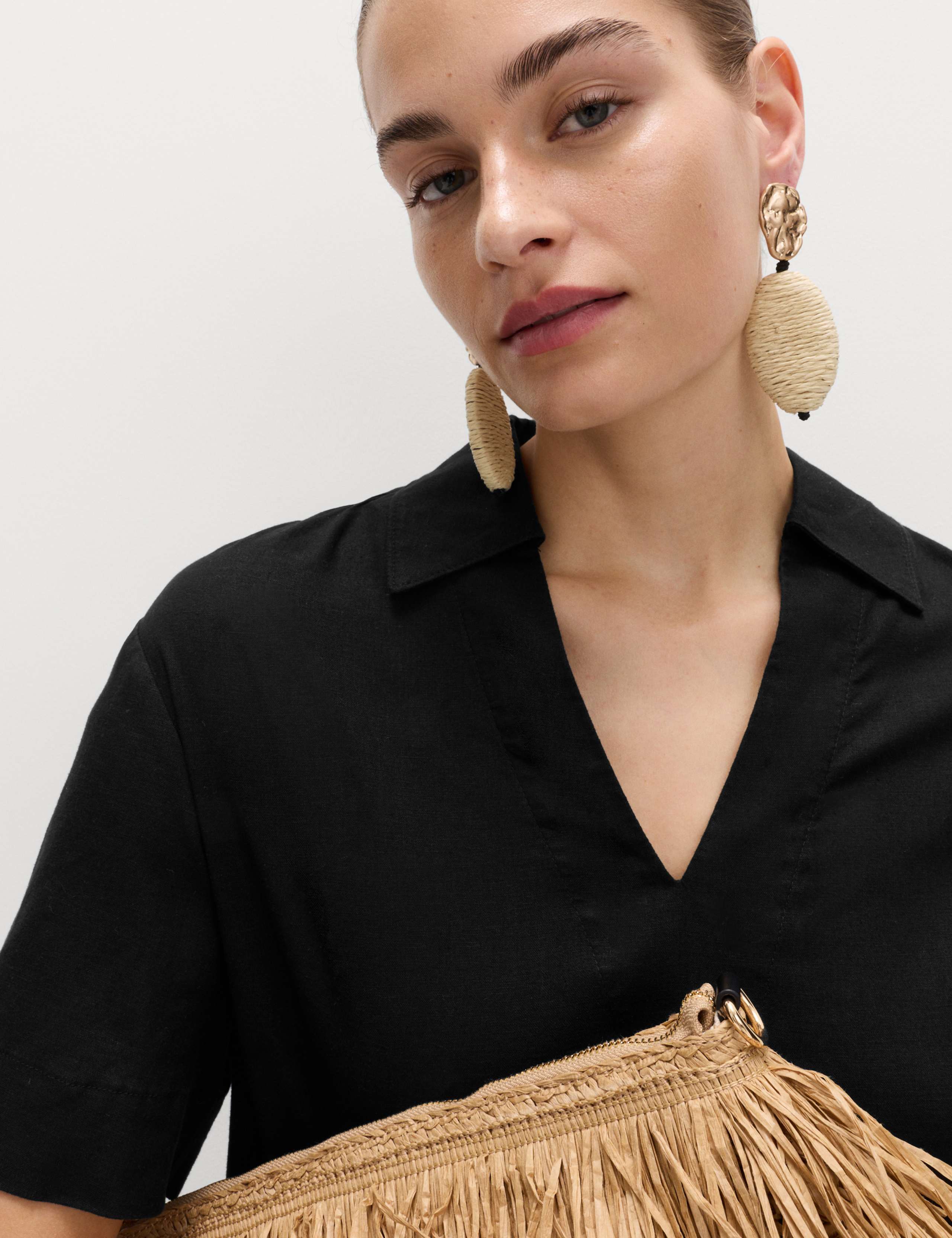 Linen Rich Collared Mini Shift Dress 4 of 5