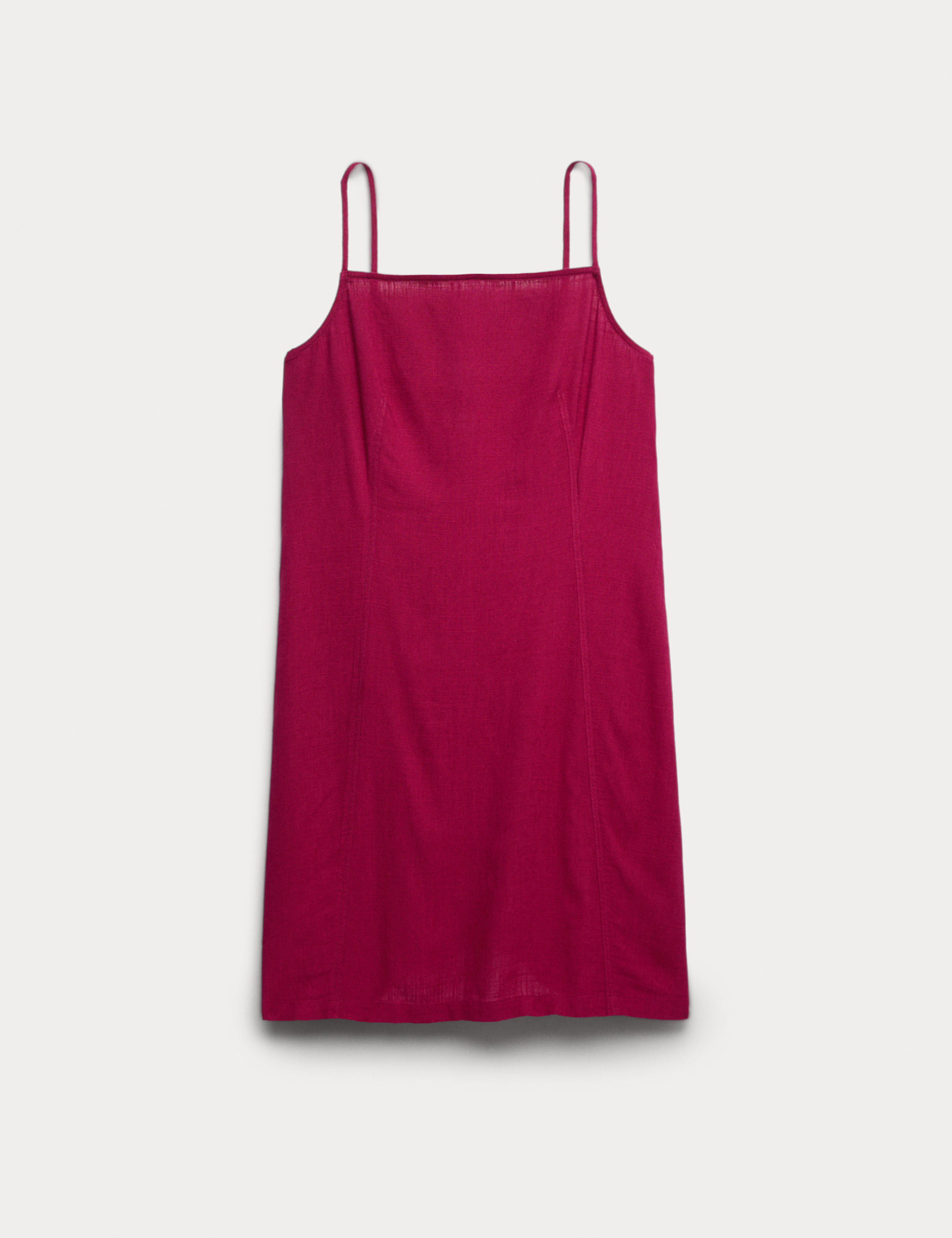 Square Neck Mini Shift Dress with Linen 2 of 5