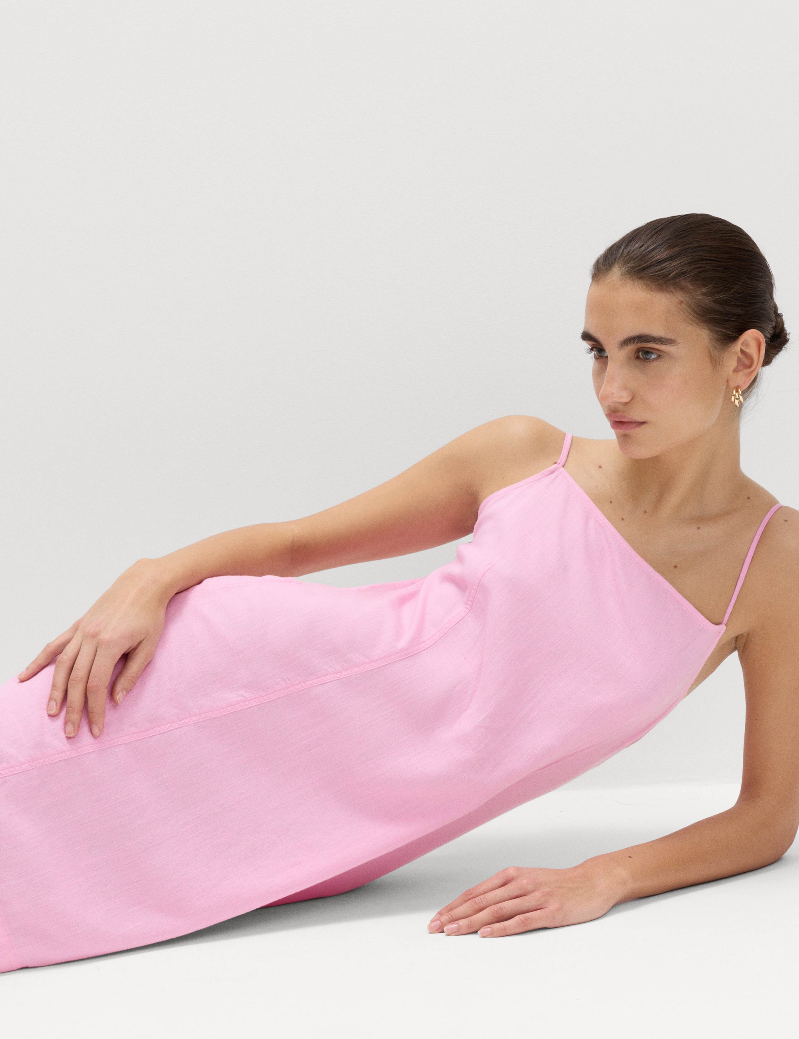 Square Neck Mini Shift Dress with Linen 6 of 6