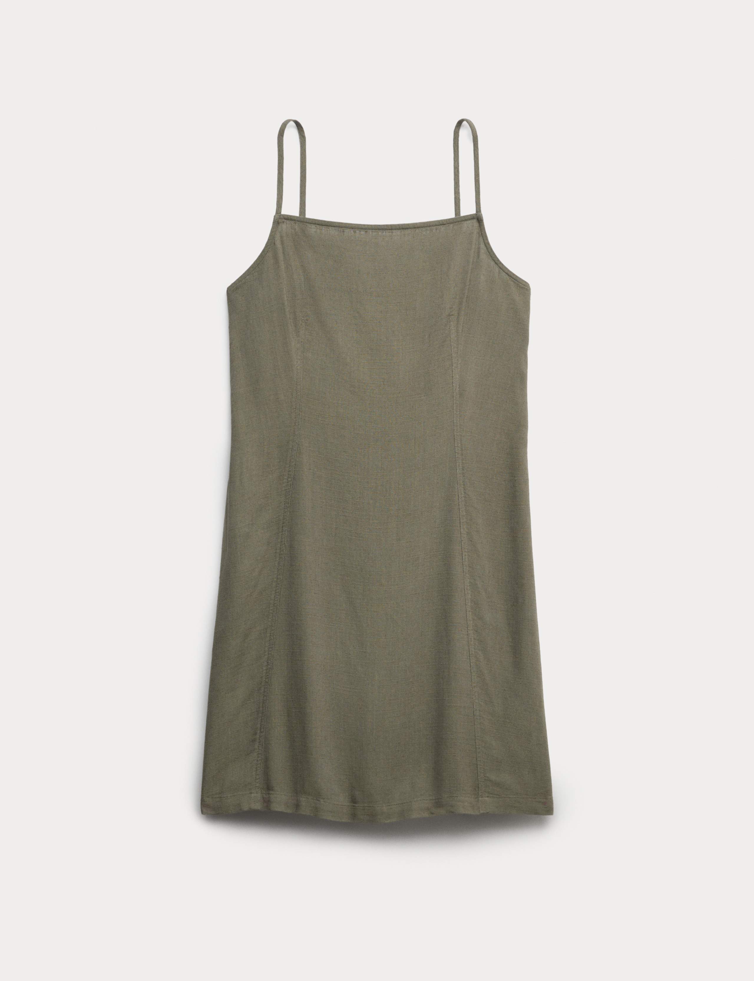 Square Neck Mini Shift Dress with Linen 2 of 5