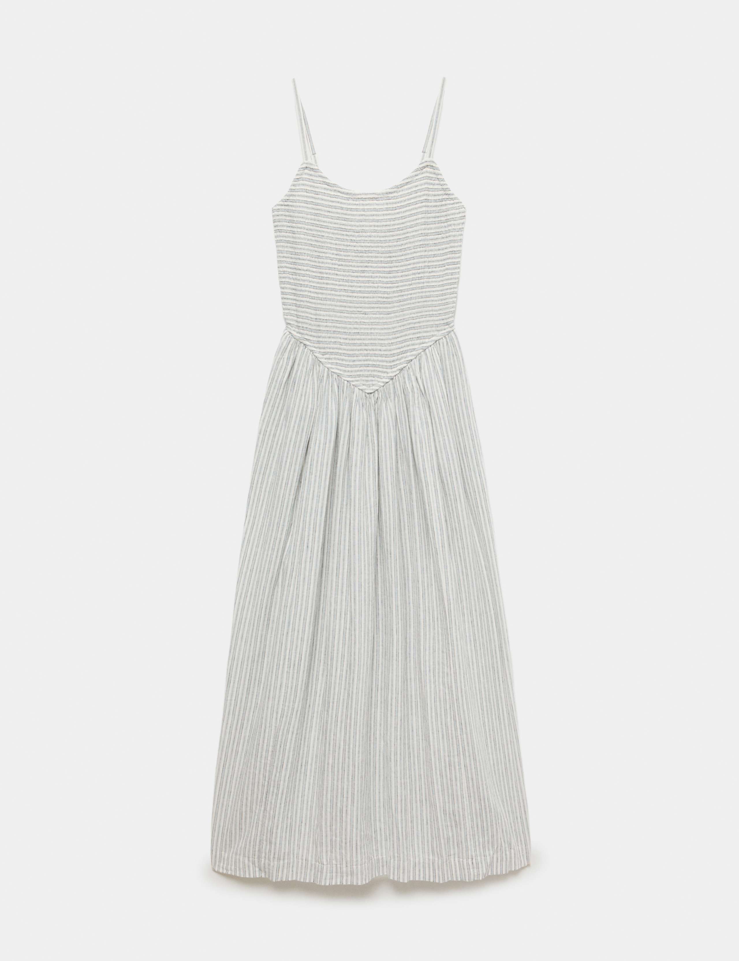 Linen Rich Shirred Maxi Shift Dress 2 of 6