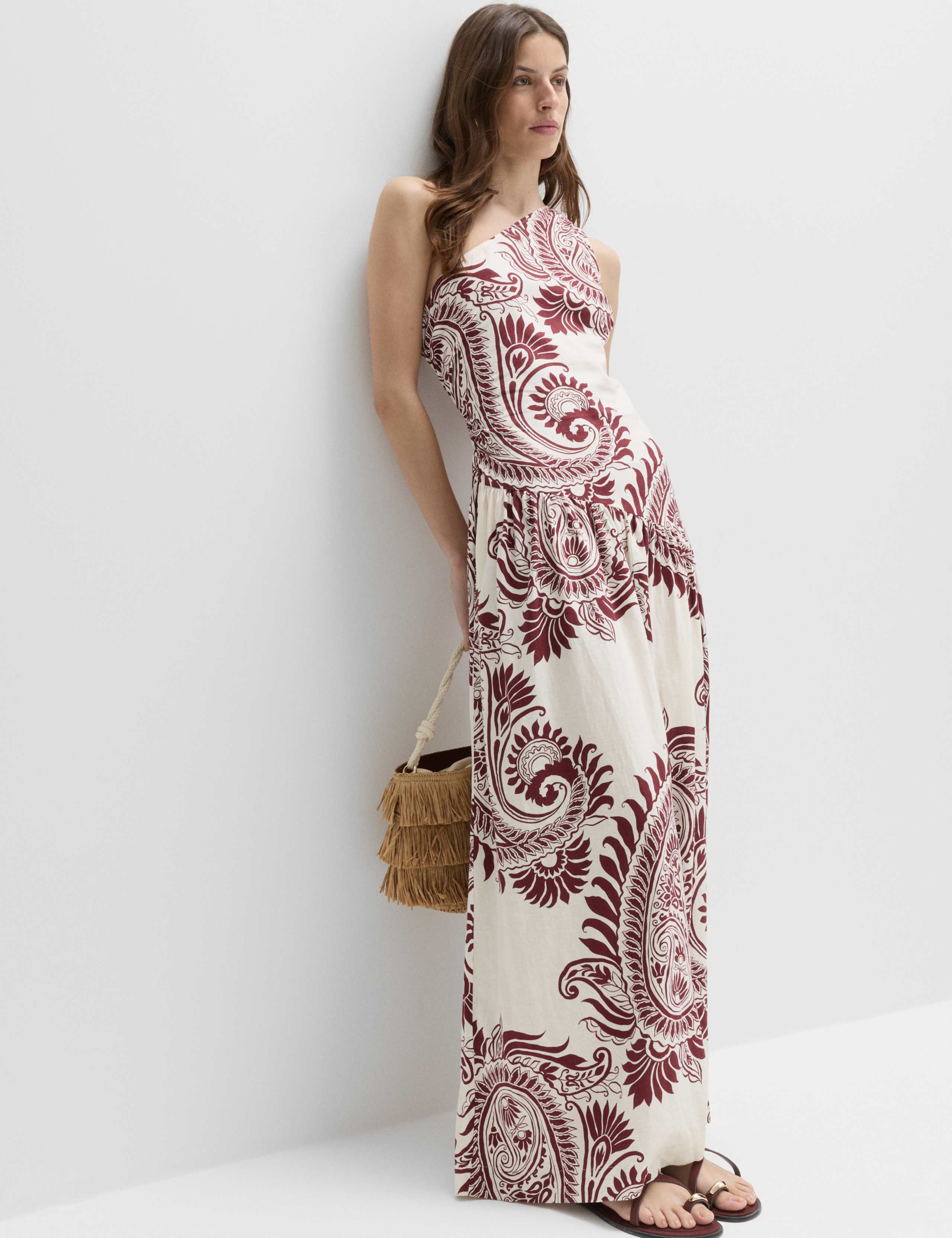 Linen Rich One Shoulder Maxi Shift Dress 1 of 6