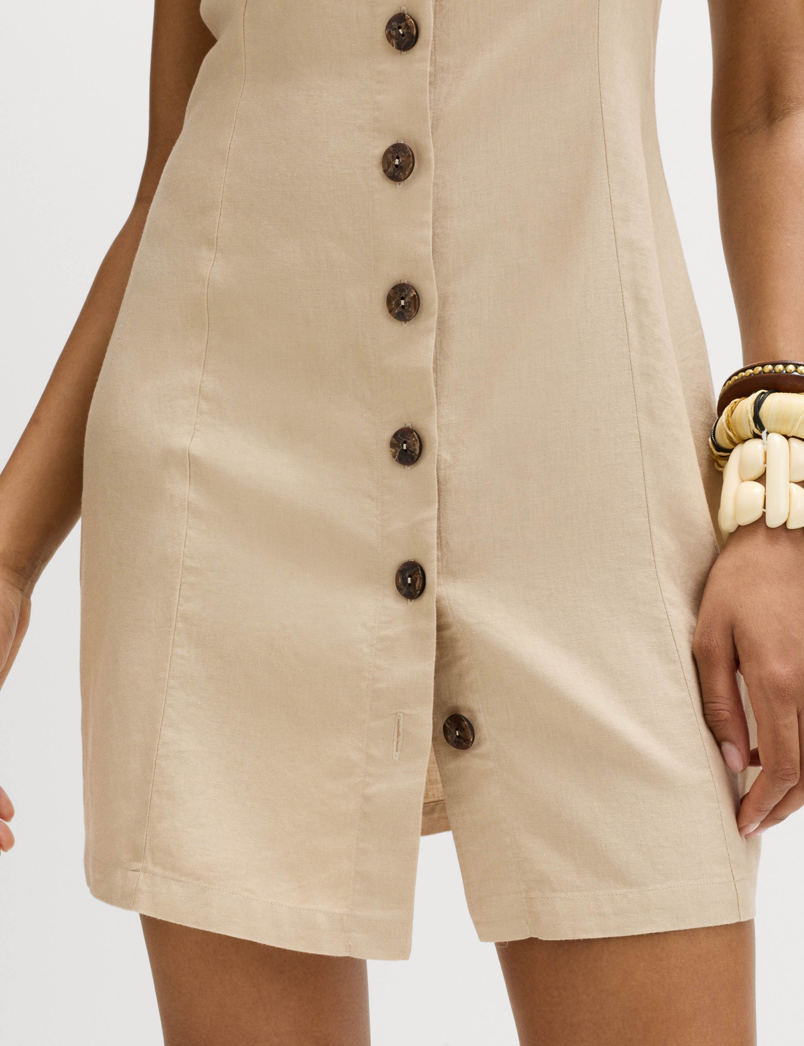 Linen Rich Button Through Mini Shift Dress 5 of 7