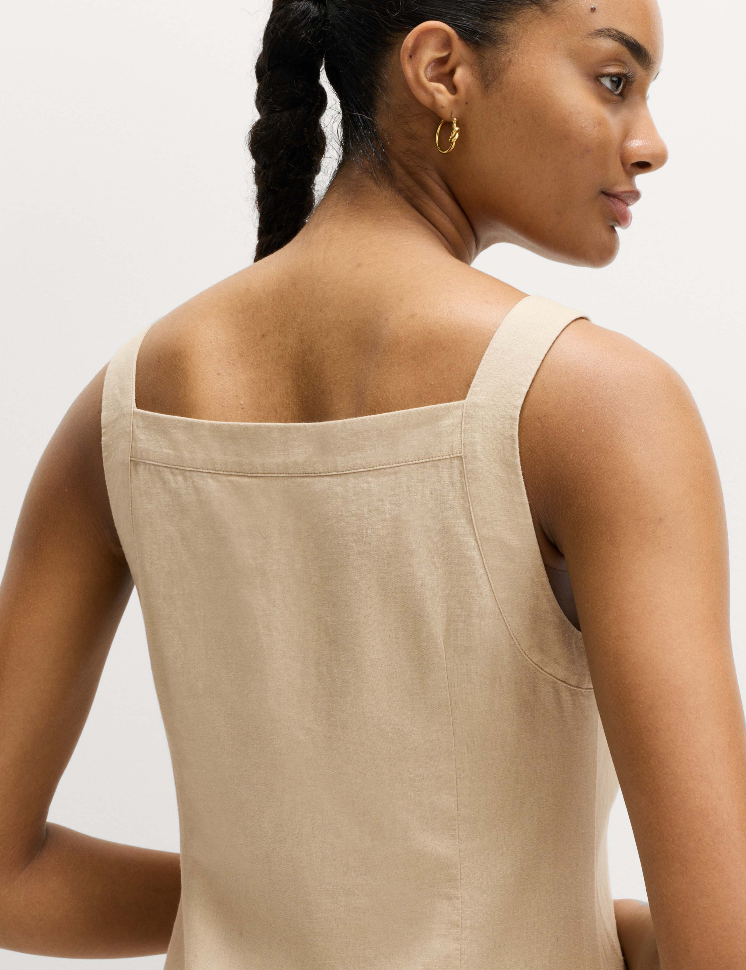 Linen Rich Button Through Mini Shift Dress 7 of 7