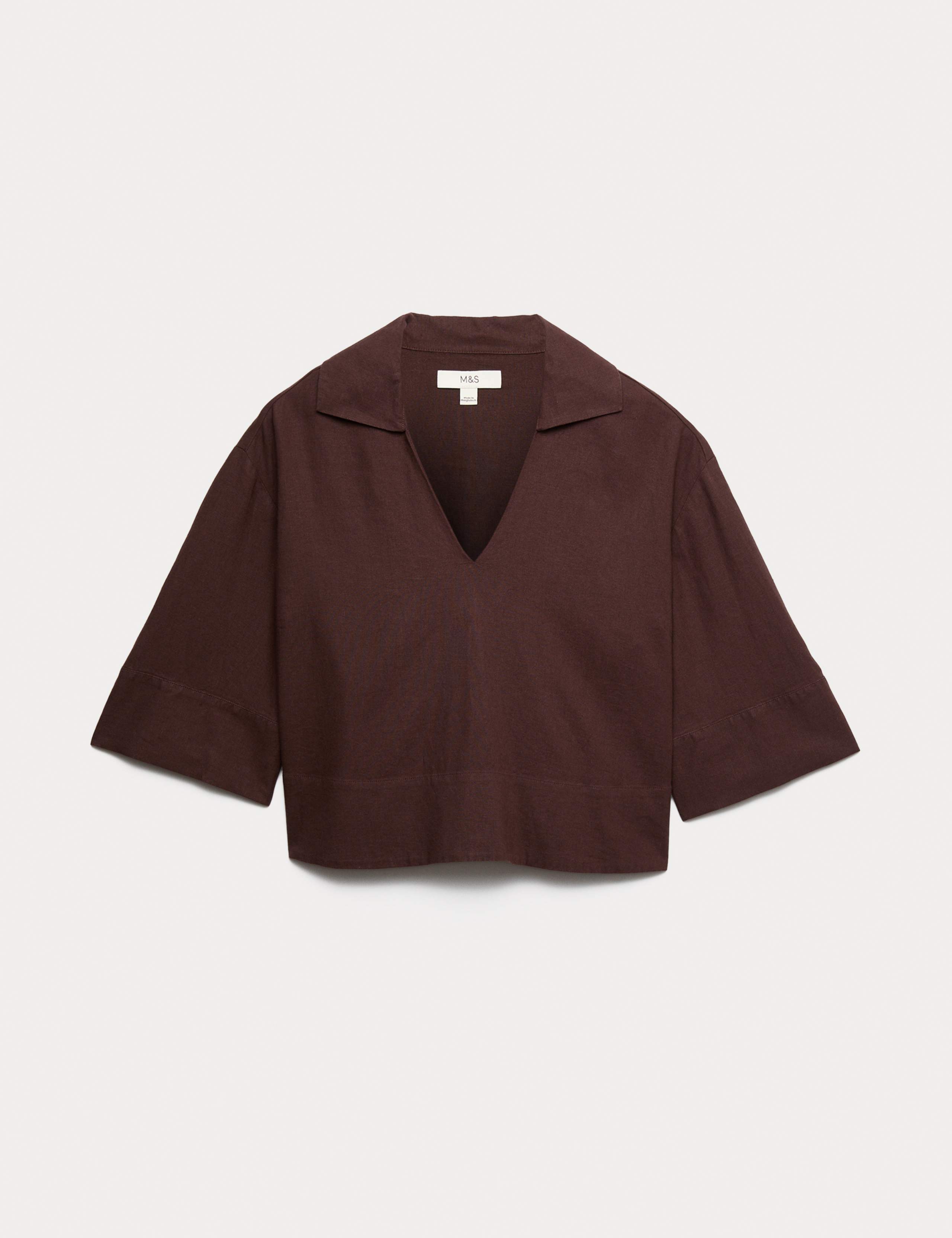 Linen Rich Collared Crop Top 2 of 5