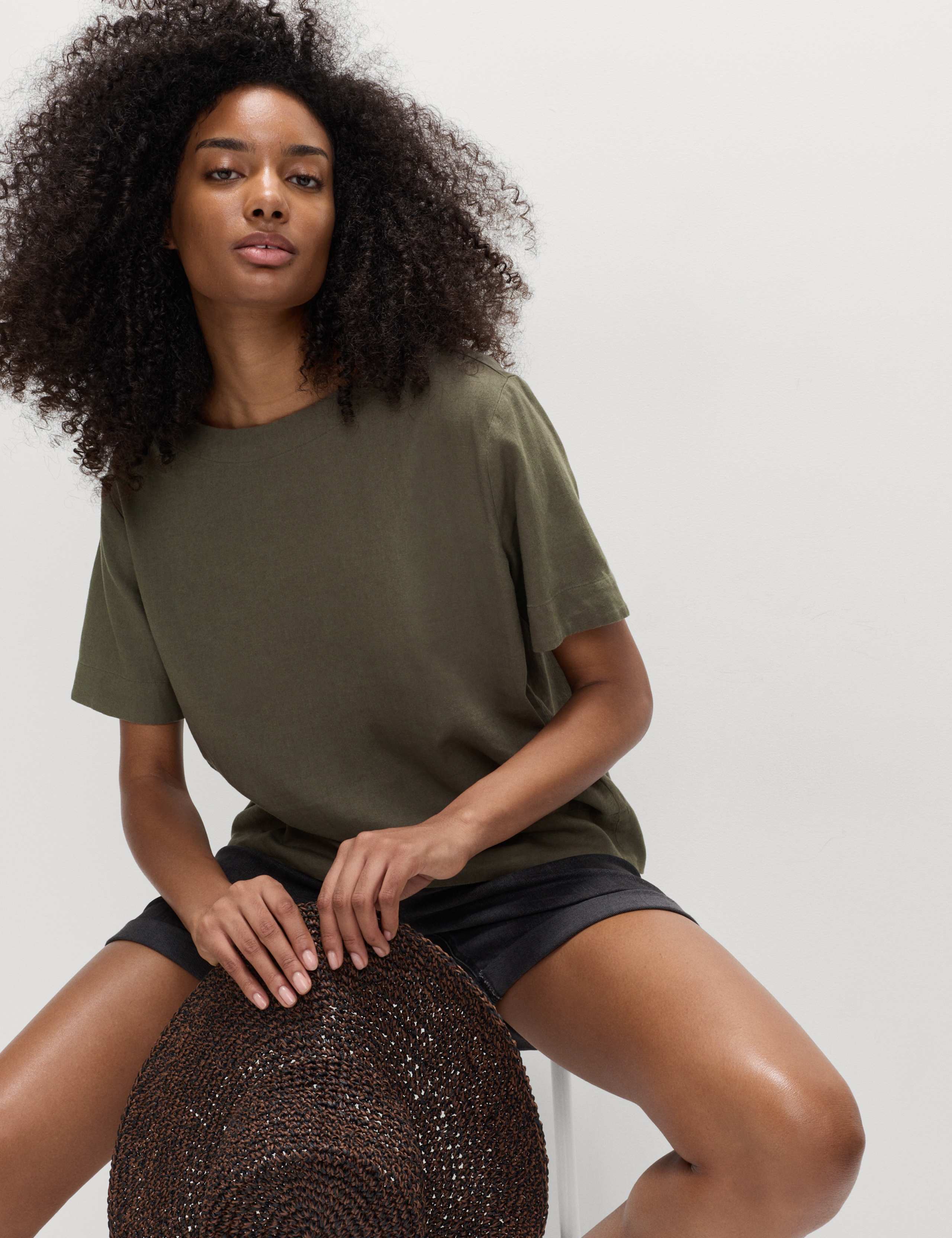 Linen Rich Relaxed T-Shirt 1 of 5