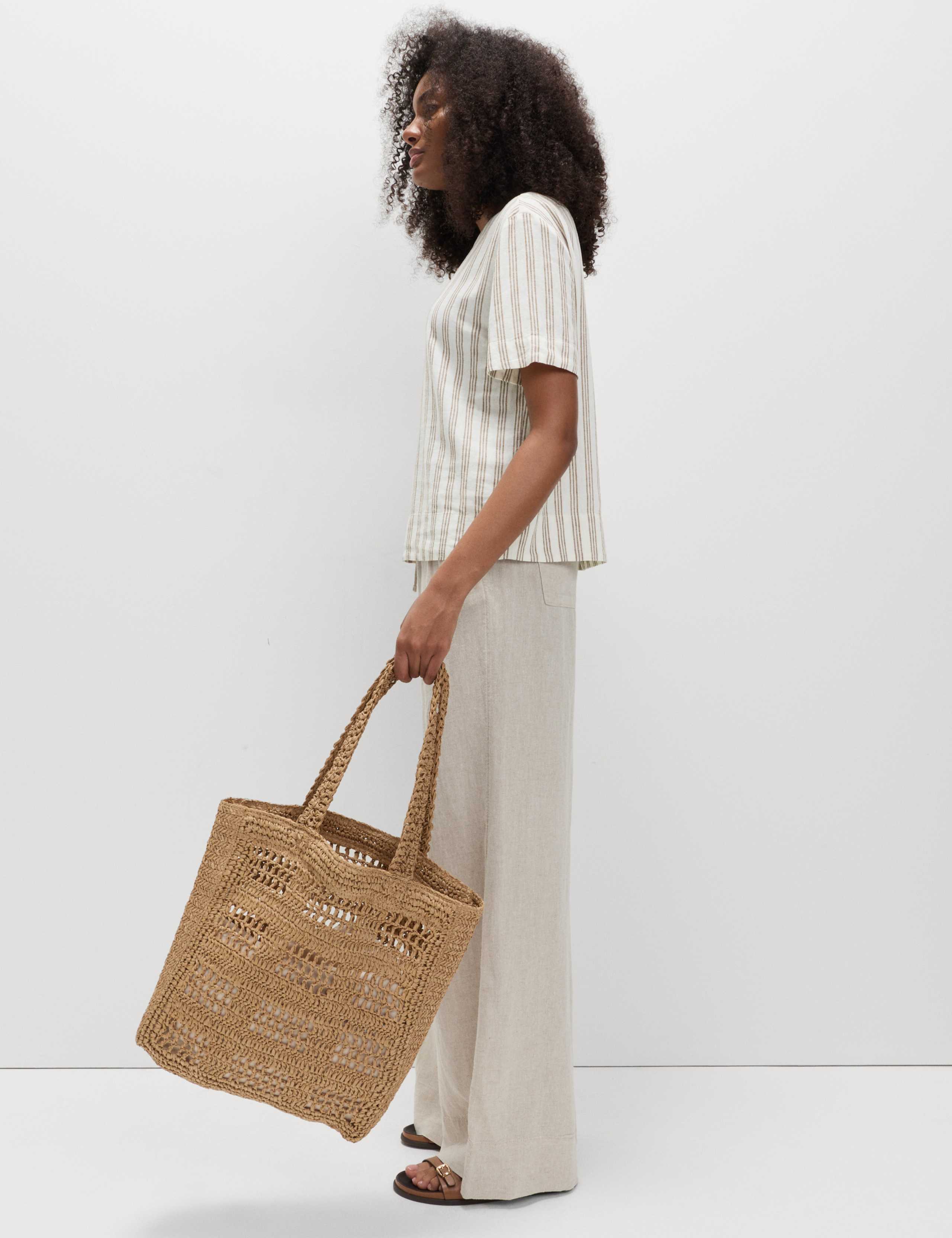 Linen Rich Striped Relaxed T-Shirt 3 of 6