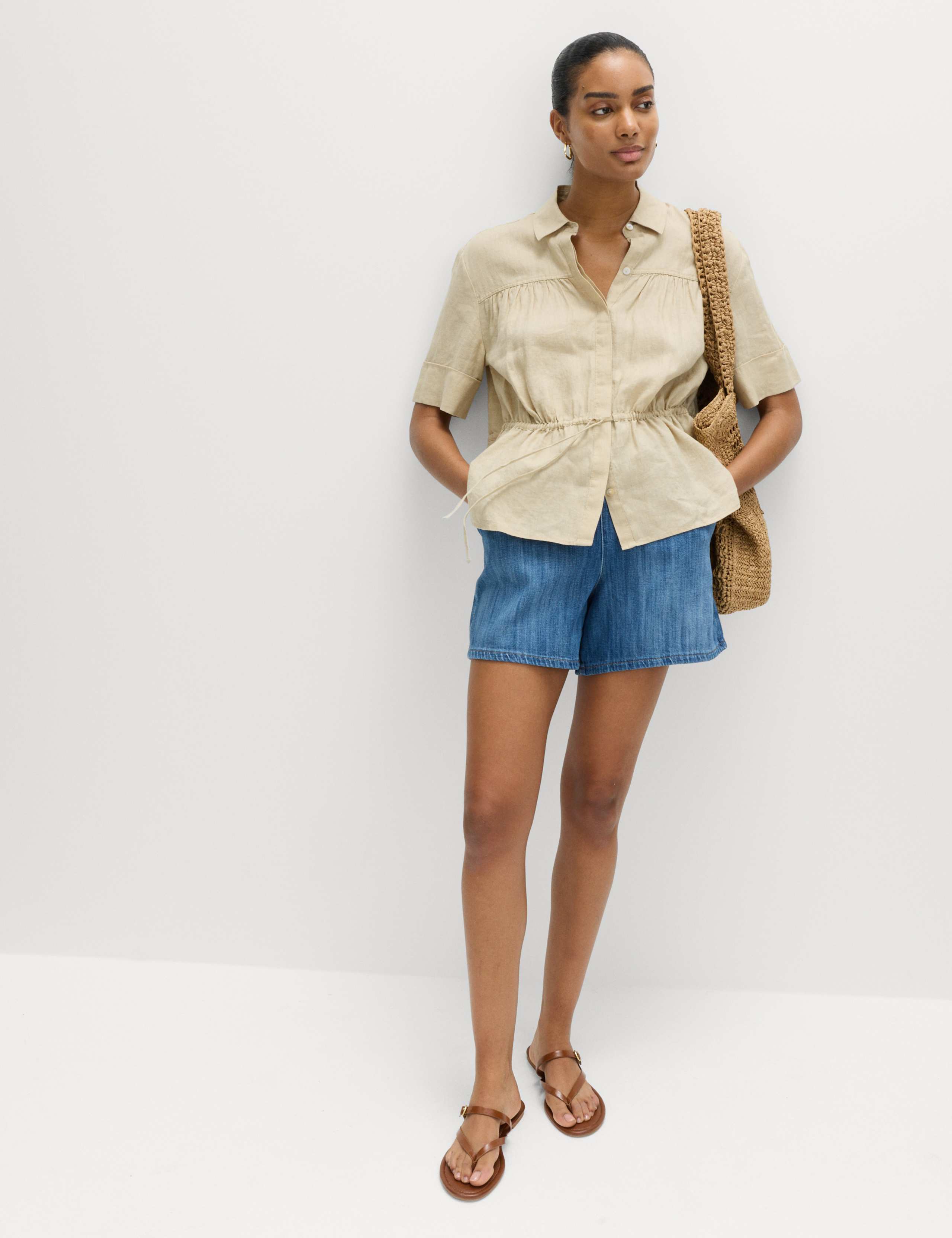 Pure Linen Relaxed Drawstring Shirt 4 of 4