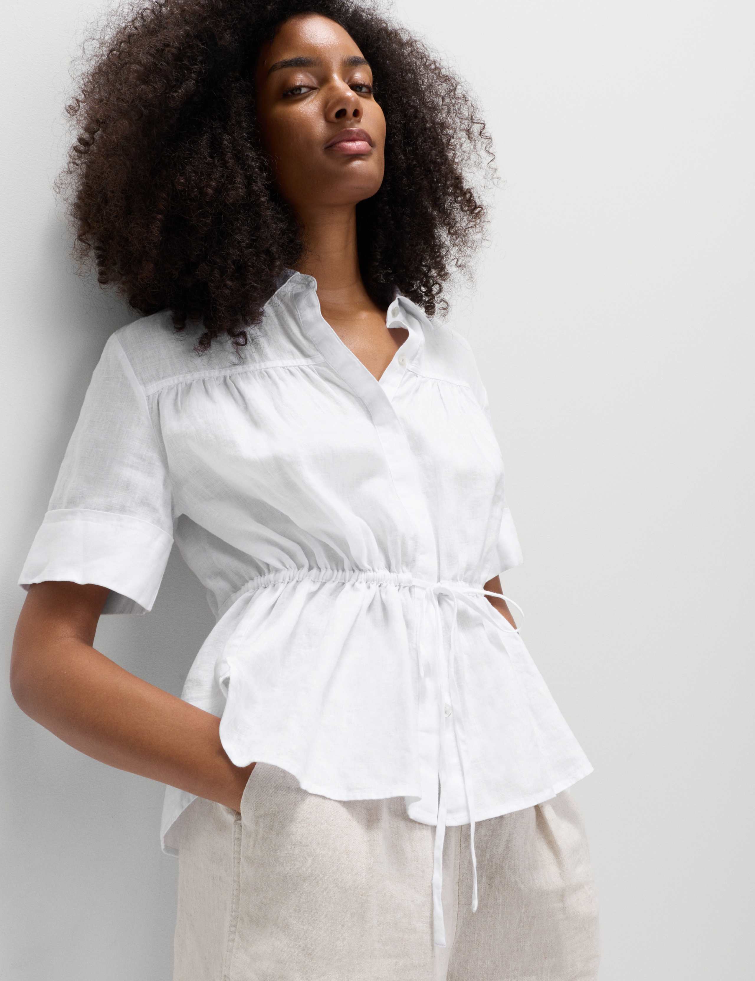 Pure Linen Relaxed Drawstring Shirt 1 of 5