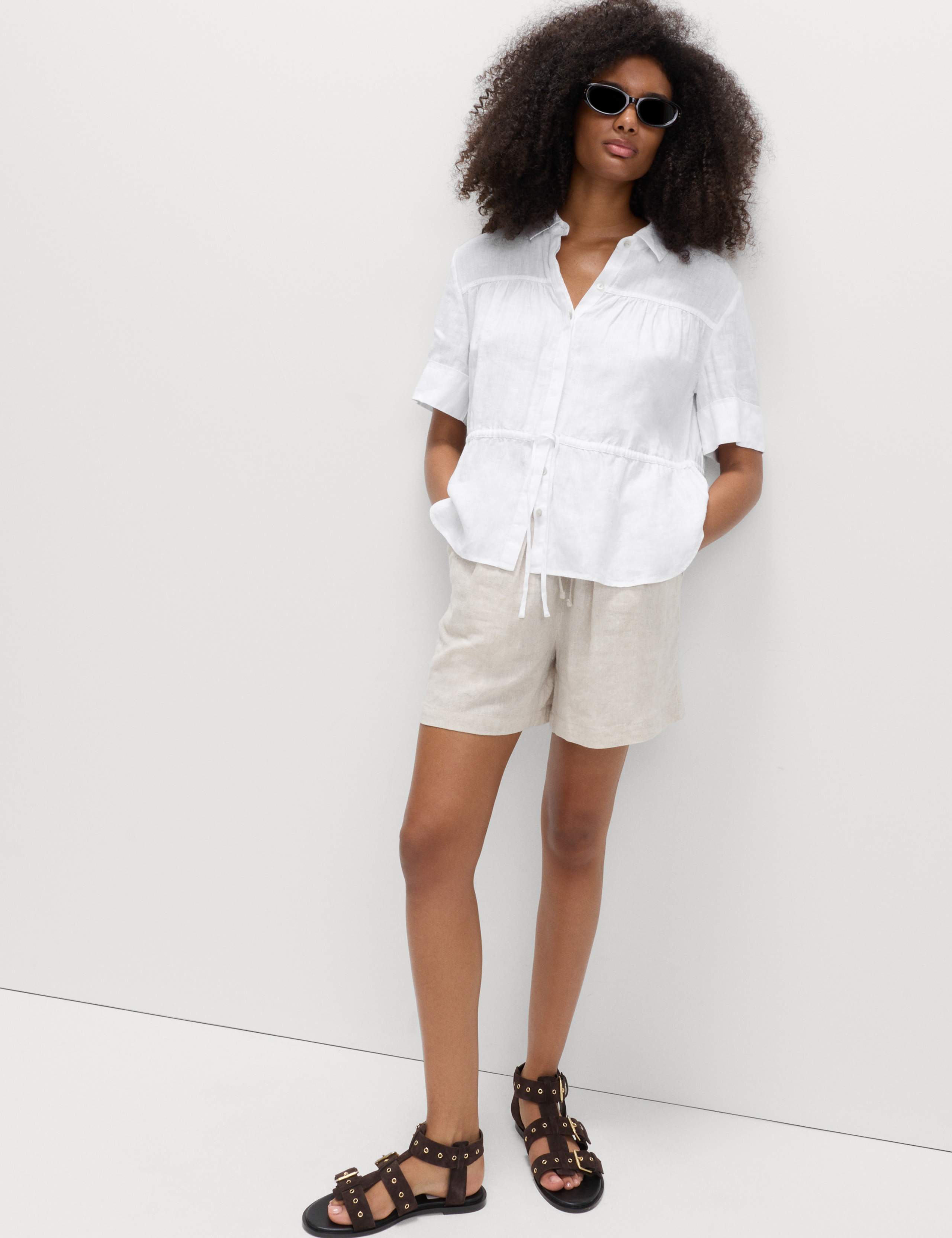 Pure Linen Relaxed Drawstring Shirt 3 of 5