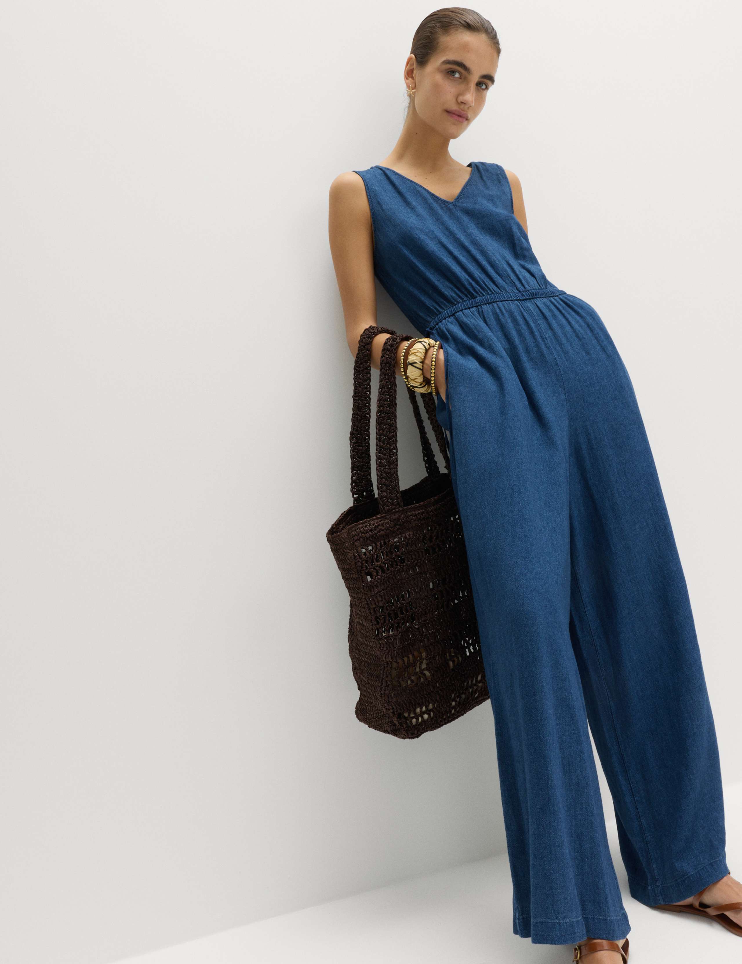 Linen Rich Tie Detail Jumpsuit 1 of 5