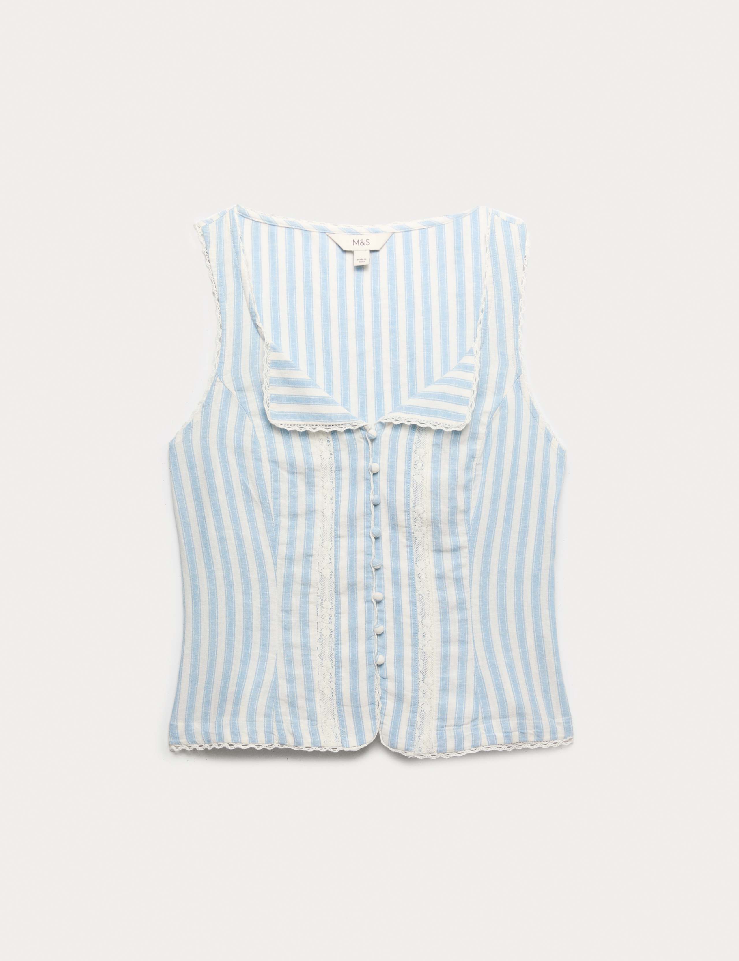 Linen Rich Lace Insert Top 1 of 1