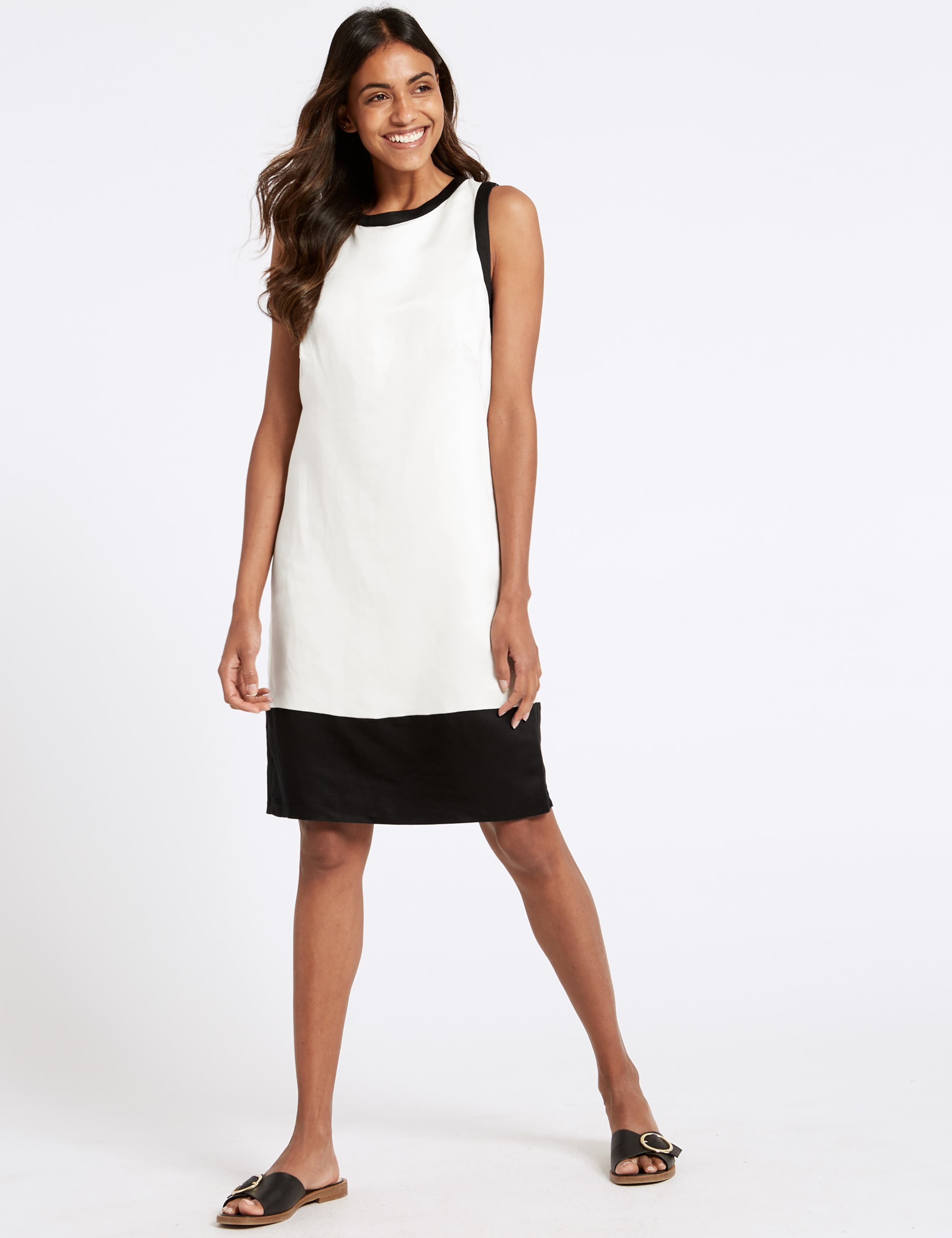 Linen Rich Colour Block Tunic Dress 1 of 4