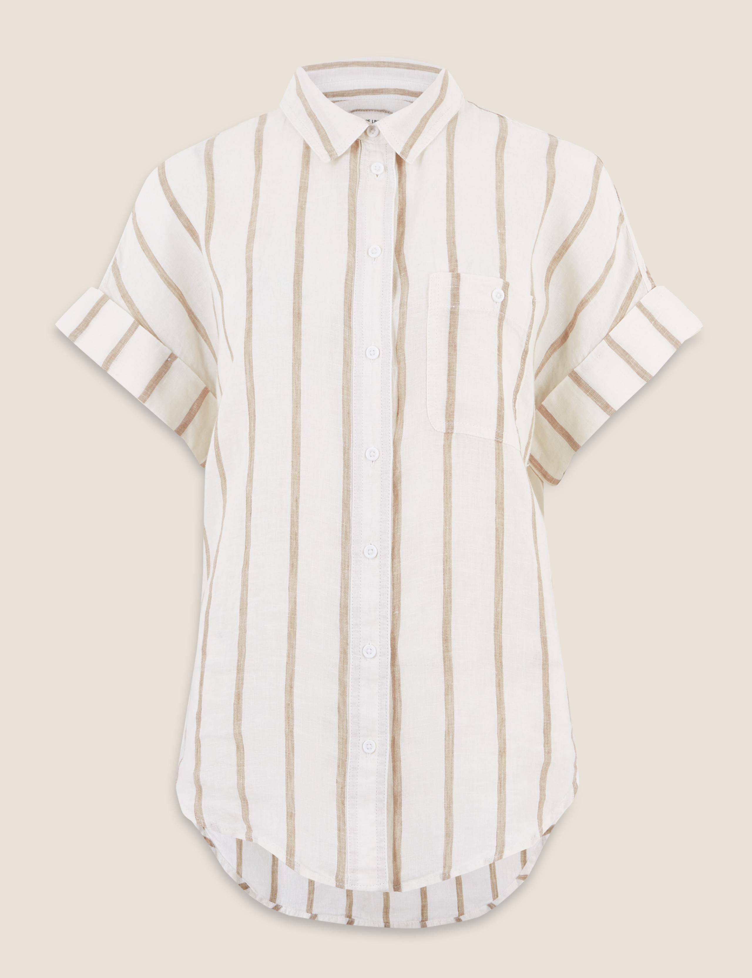 Pure Linen Striped Short Sleeve Shirt 2 of 4
