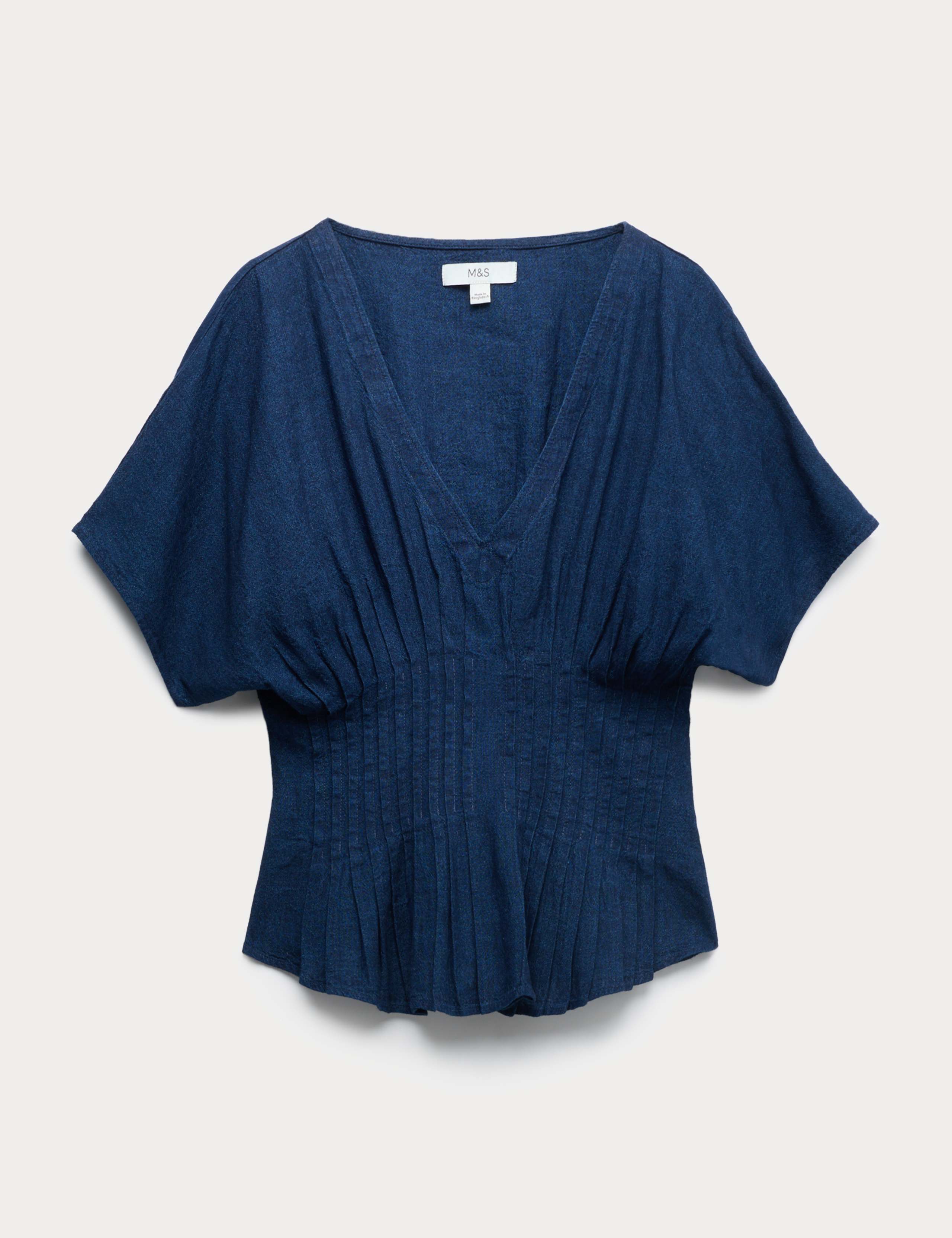 Linen Rich V-Neck Waisted Top 2 of 6