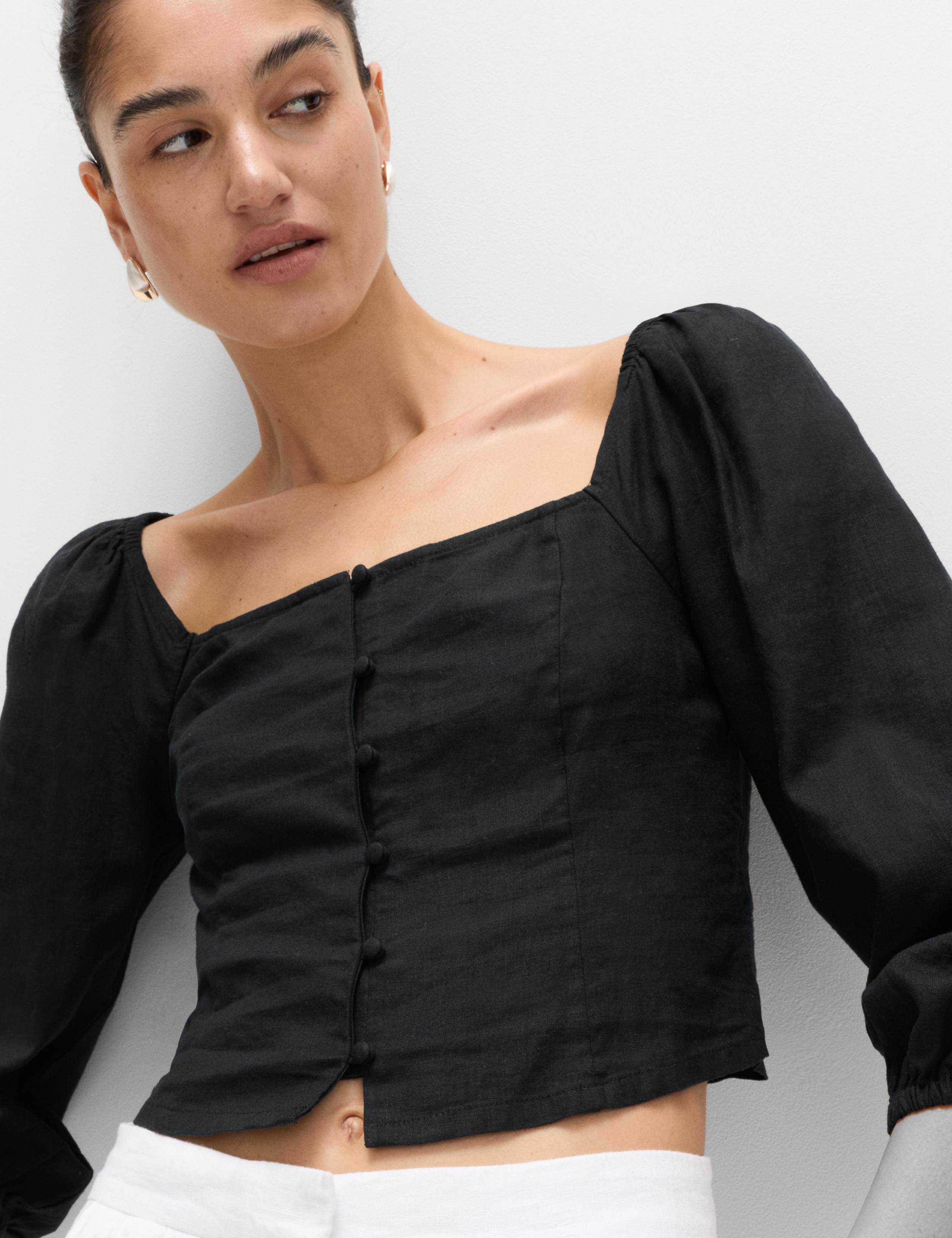 Linen Rich Puff Sleeve Top 4 of 5