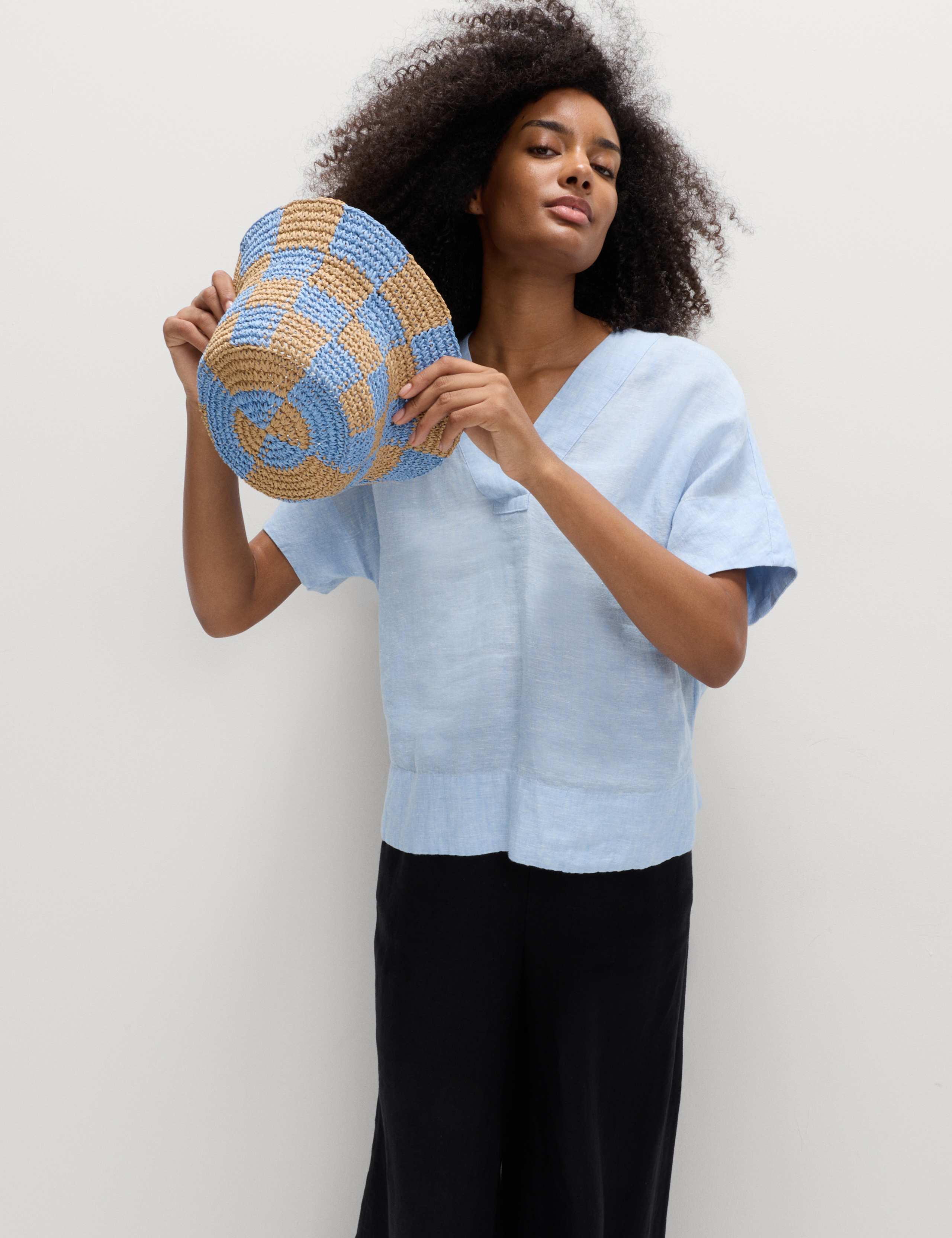 Pure Linen V-Neck Popover Top 1 of 5
