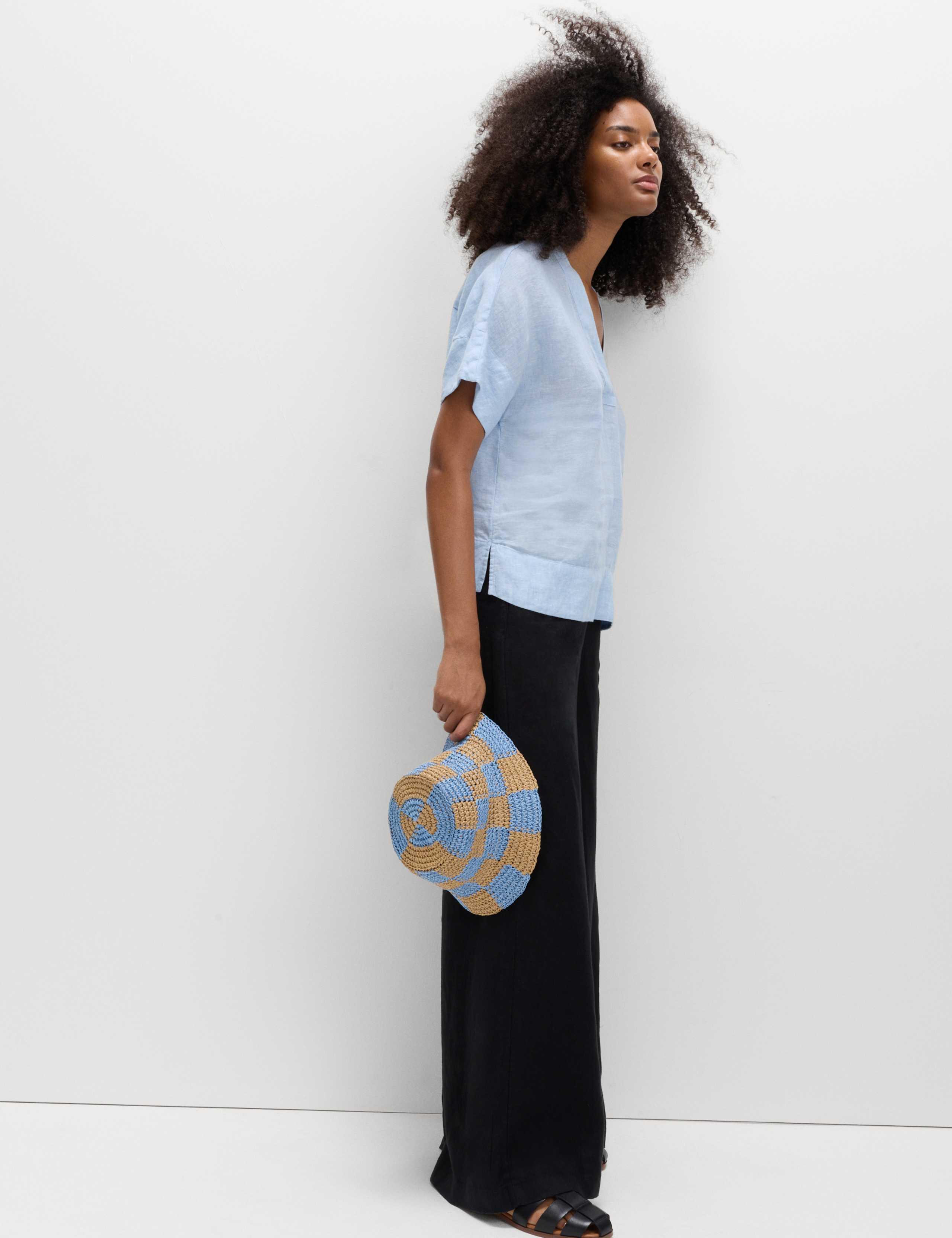 Pure Linen V-Neck Popover Top 3 of 5