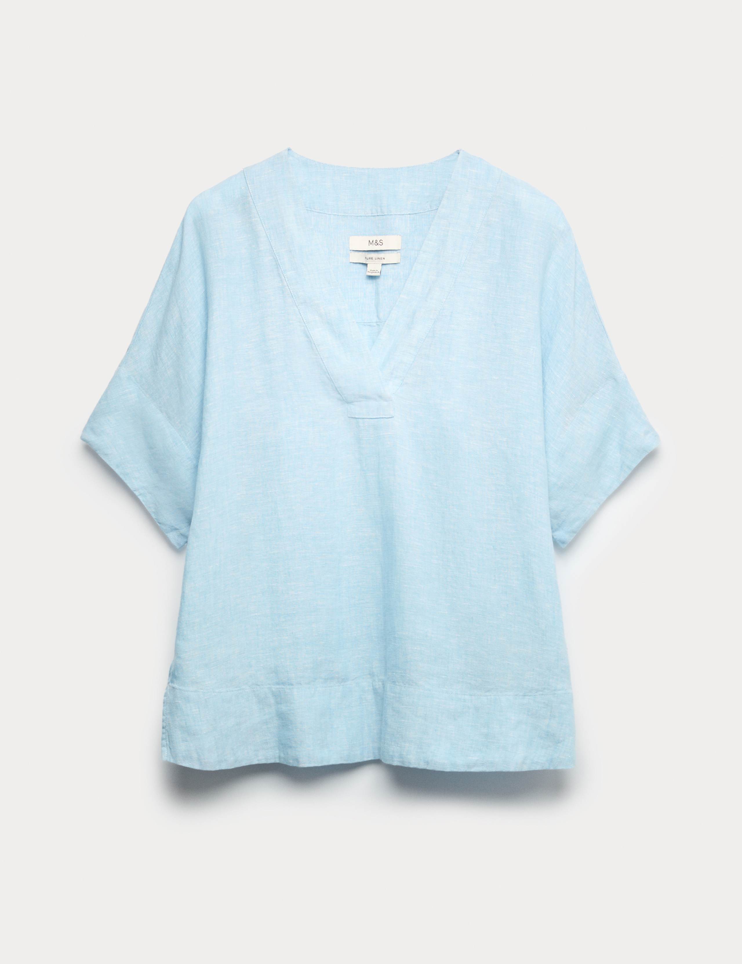 Pure Linen V-Neck Popover Top 2 of 5