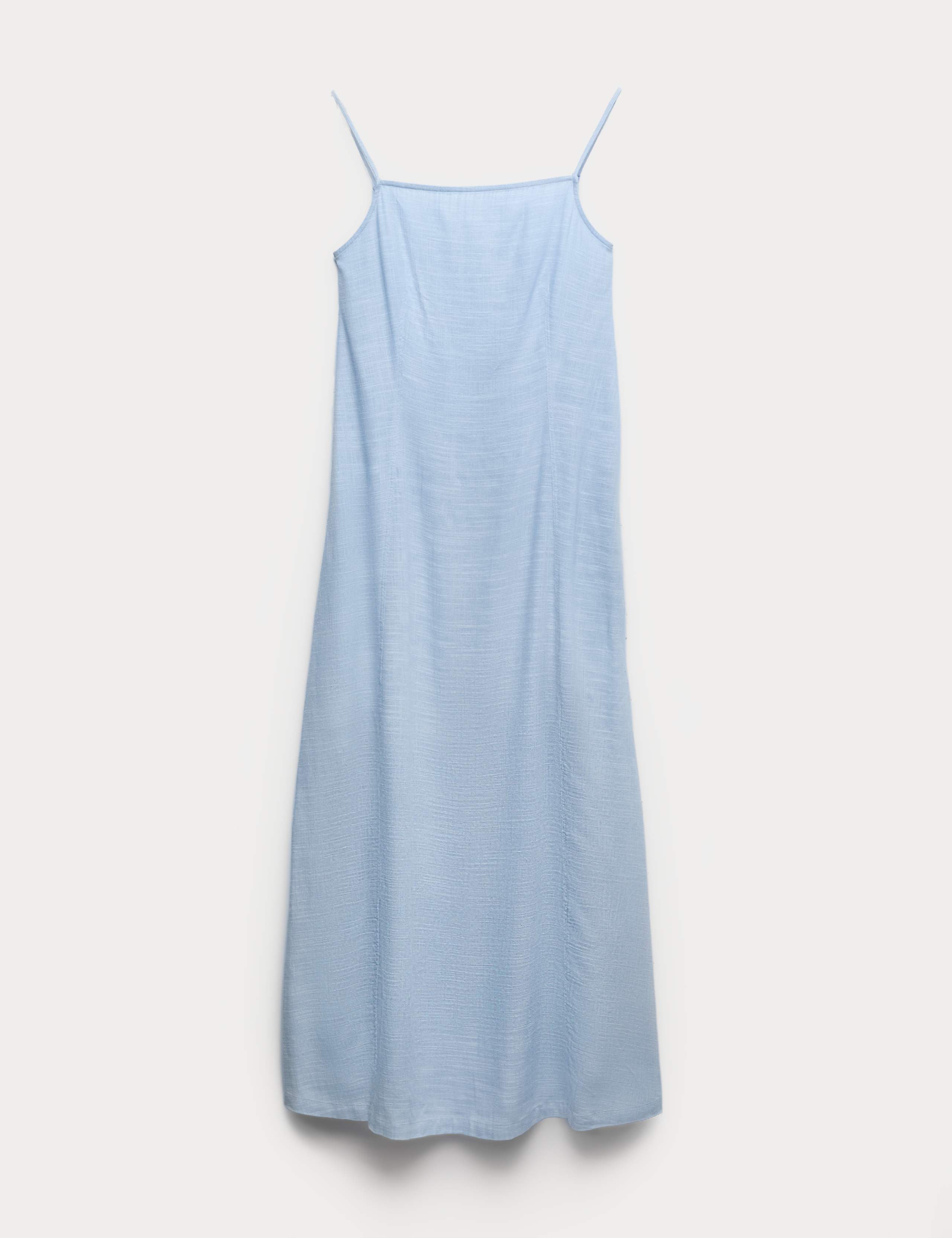 Square Neck Strappy Maxi Shift Dress with Linen 1 of 1