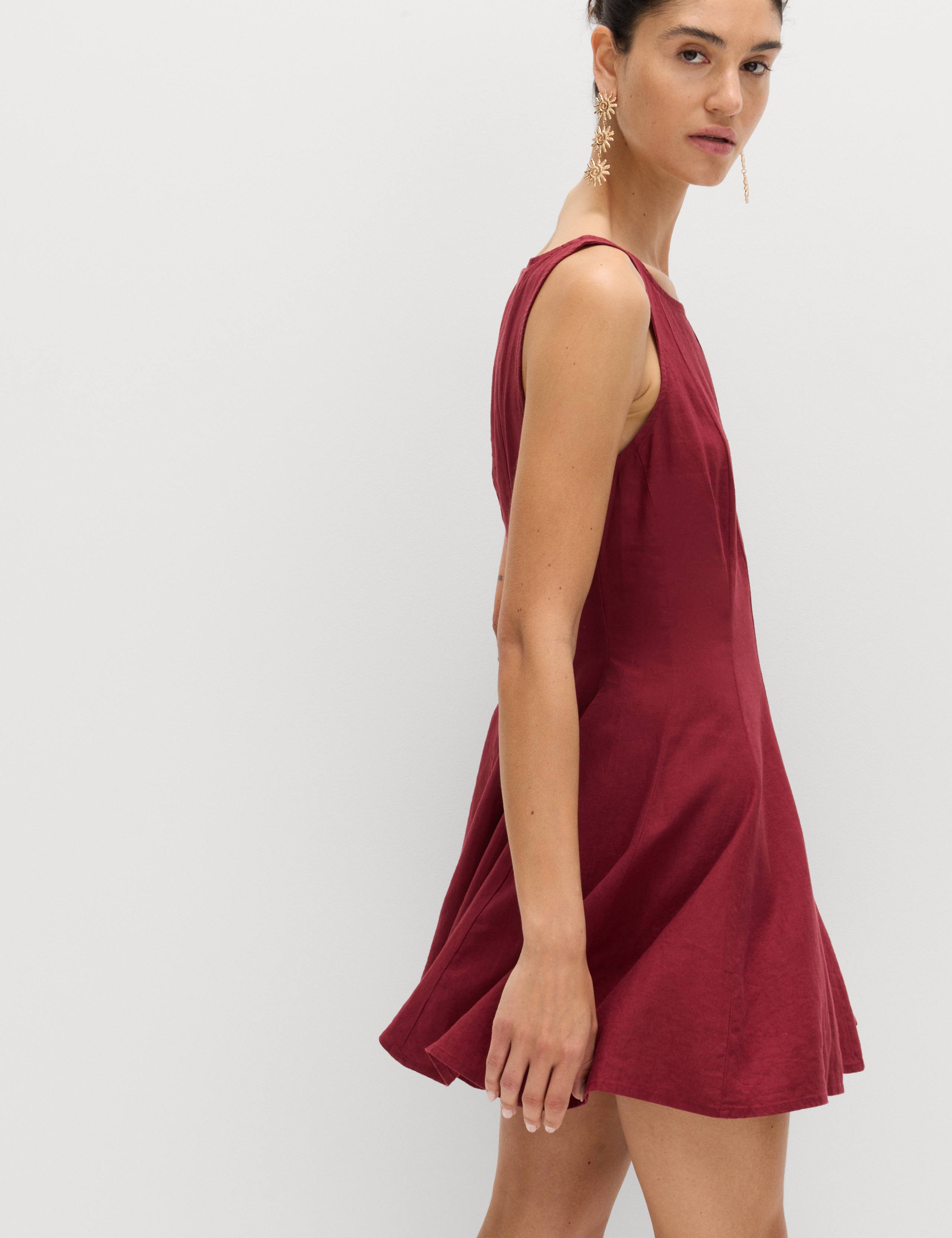 Linen Rich Waisted Mini Shift Dress 4 of 7