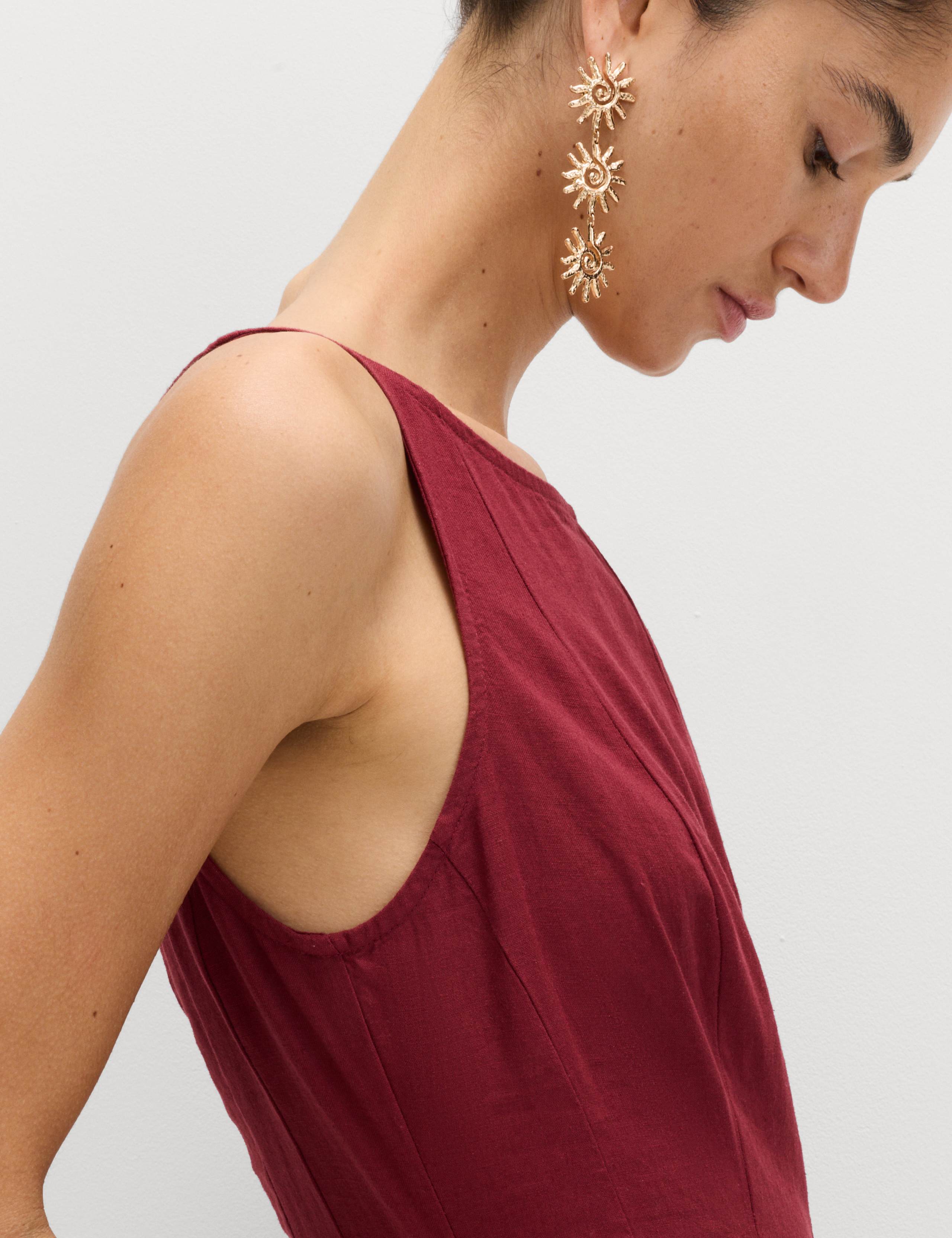 Linen Rich Waisted Mini Shift Dress 6 of 7