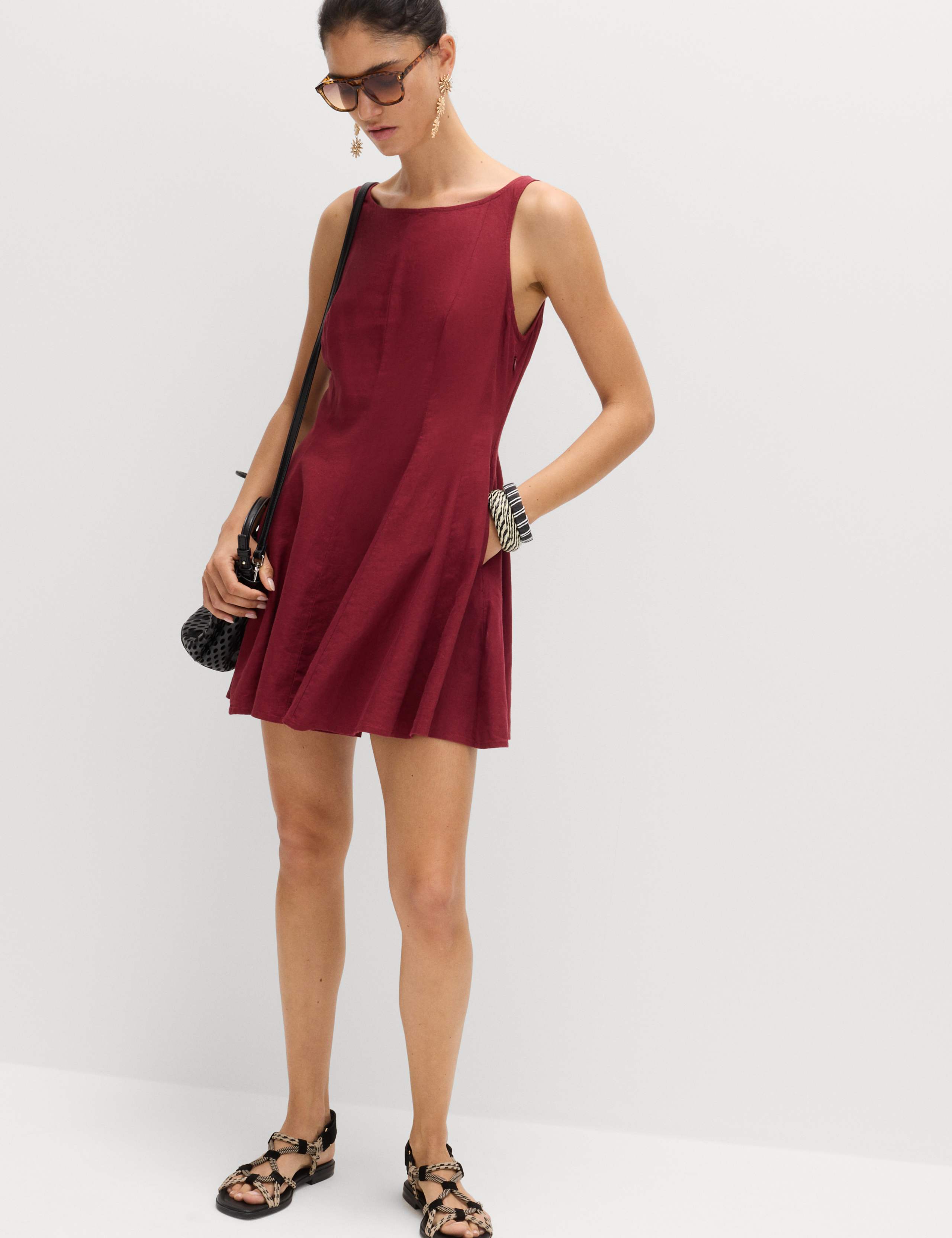 Linen Rich Waisted Mini Shift Dress 7 of 7