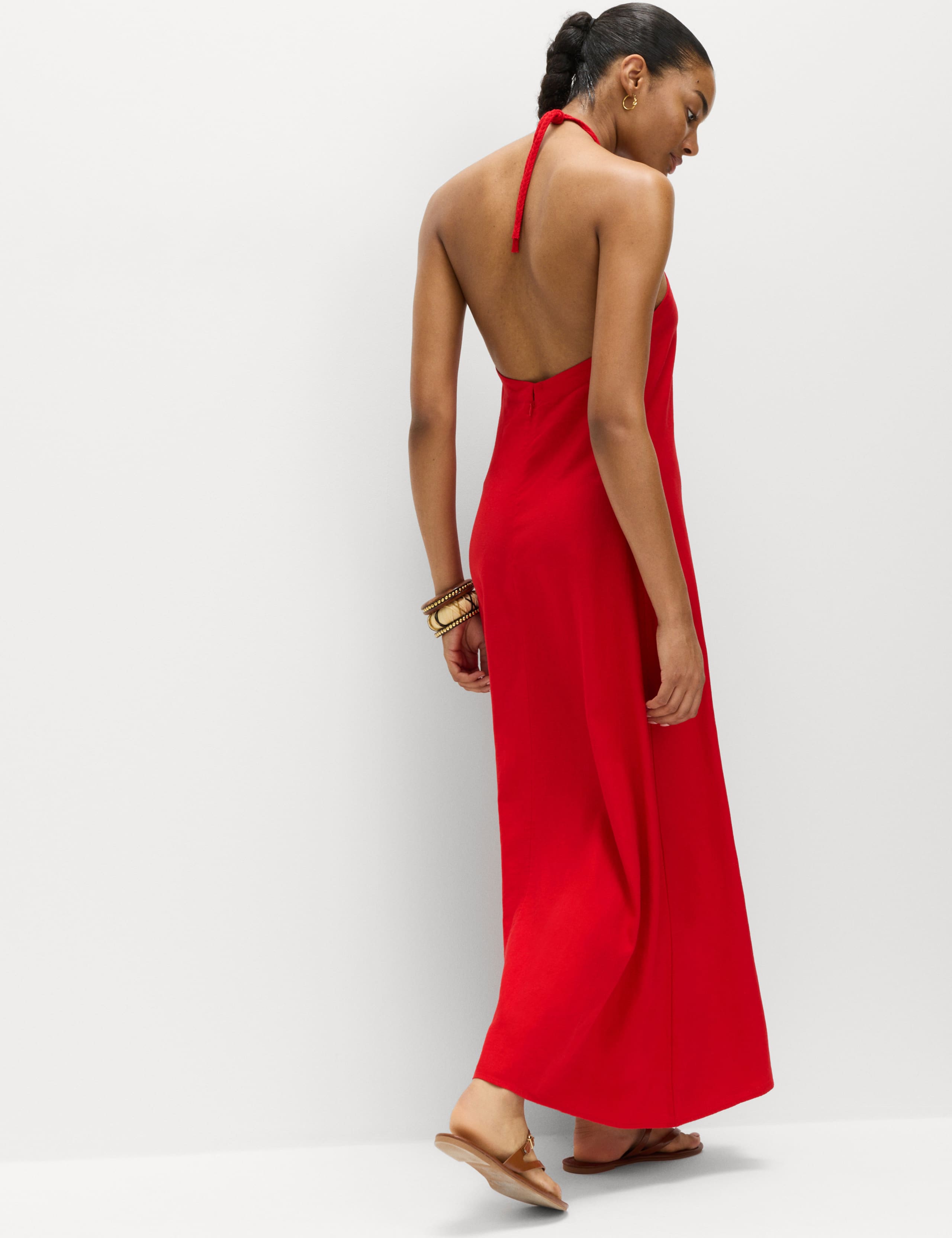 Linen Rich Halter Neck Maxi Dress 4 of 7