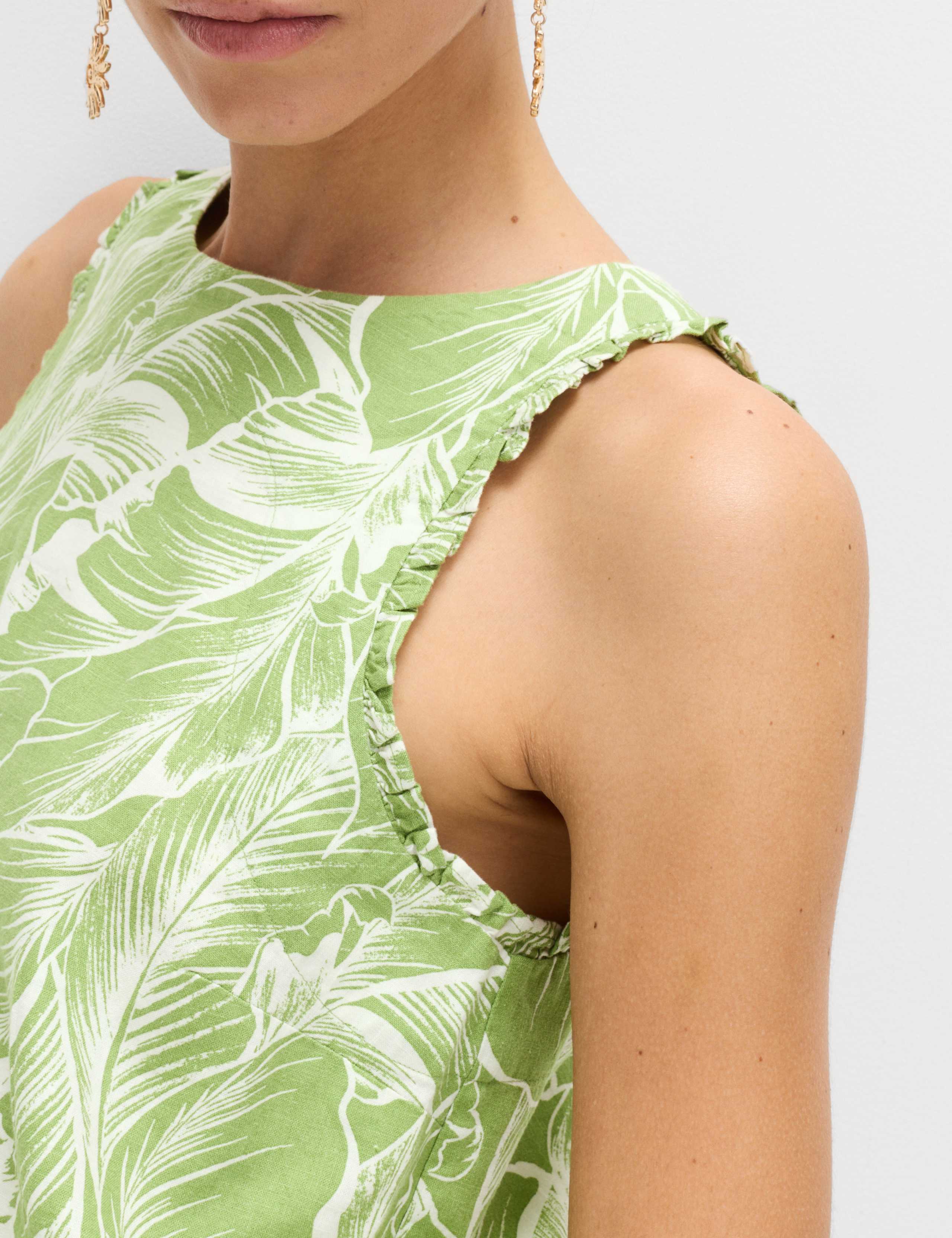 Linen Rich Leaf Print Vest Top 3 of 6