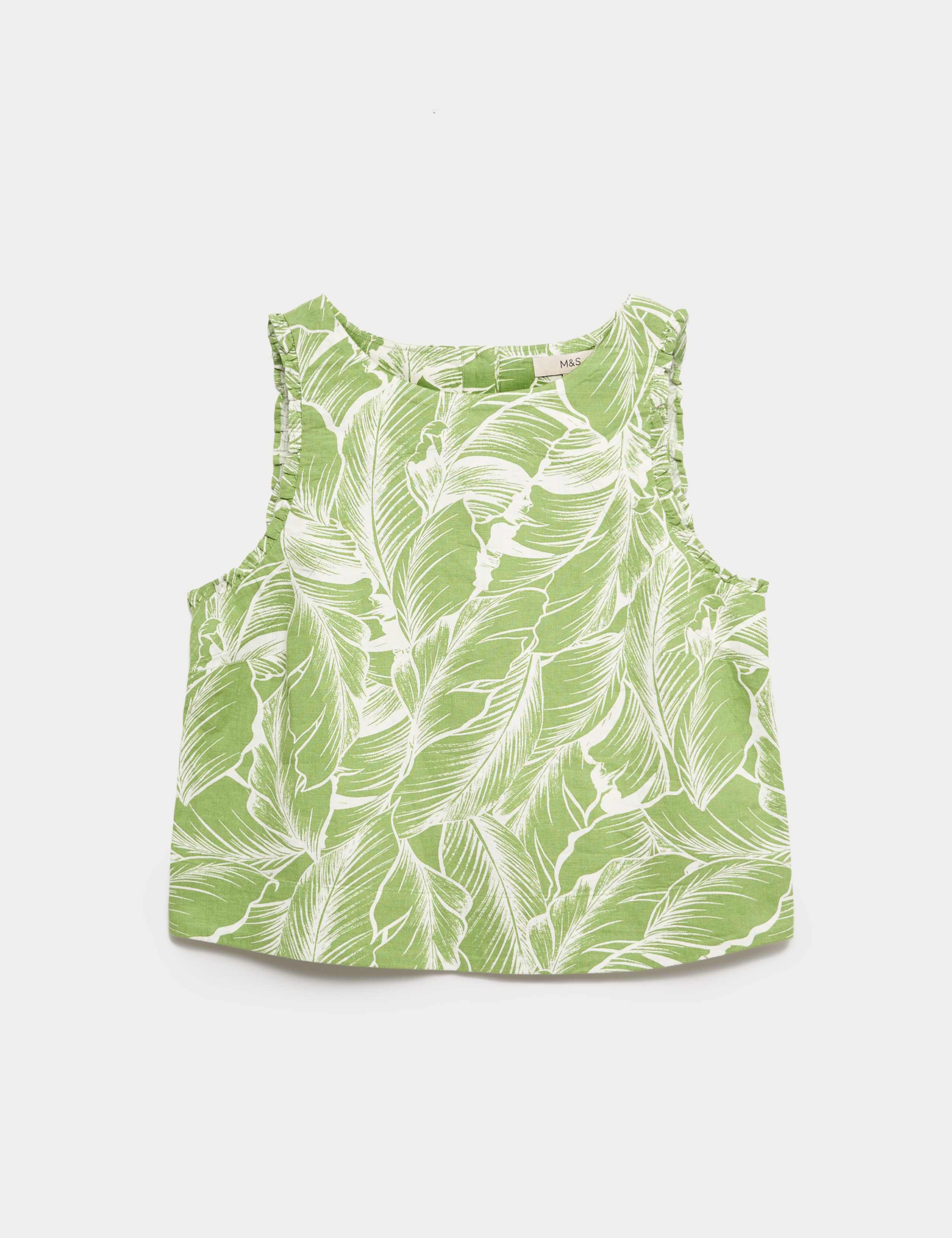 Linen Rich Leaf Print Vest Top 1 of 1
